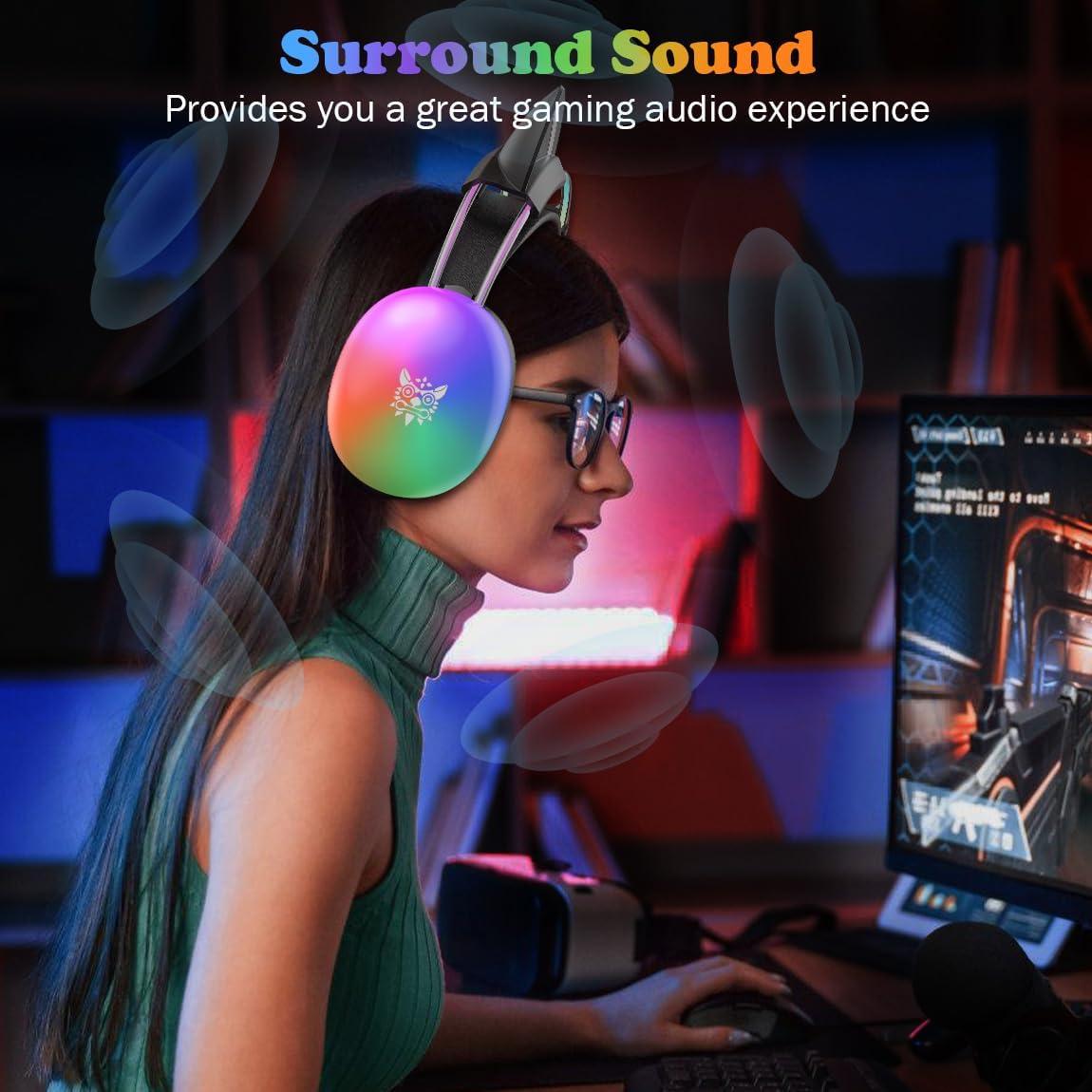 Auriculares Gaming ONITOON X25 con Orejas de Gato y RGB