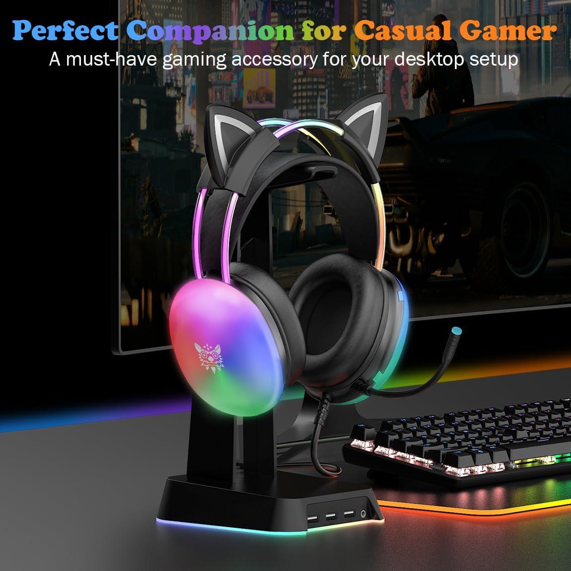 Auriculares Gaming ONITOON X25 con Orejas de Gato y RGB