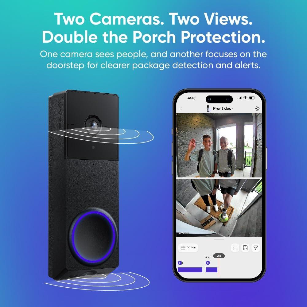 Timbre de Video Inalámbrico Wyze Duo Cam 2K HD con 2 Cámaras