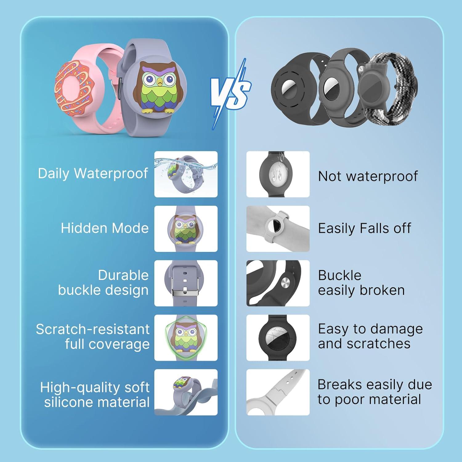 Pulseras de Silicona Impermeables para AirTag - 2 Piezas