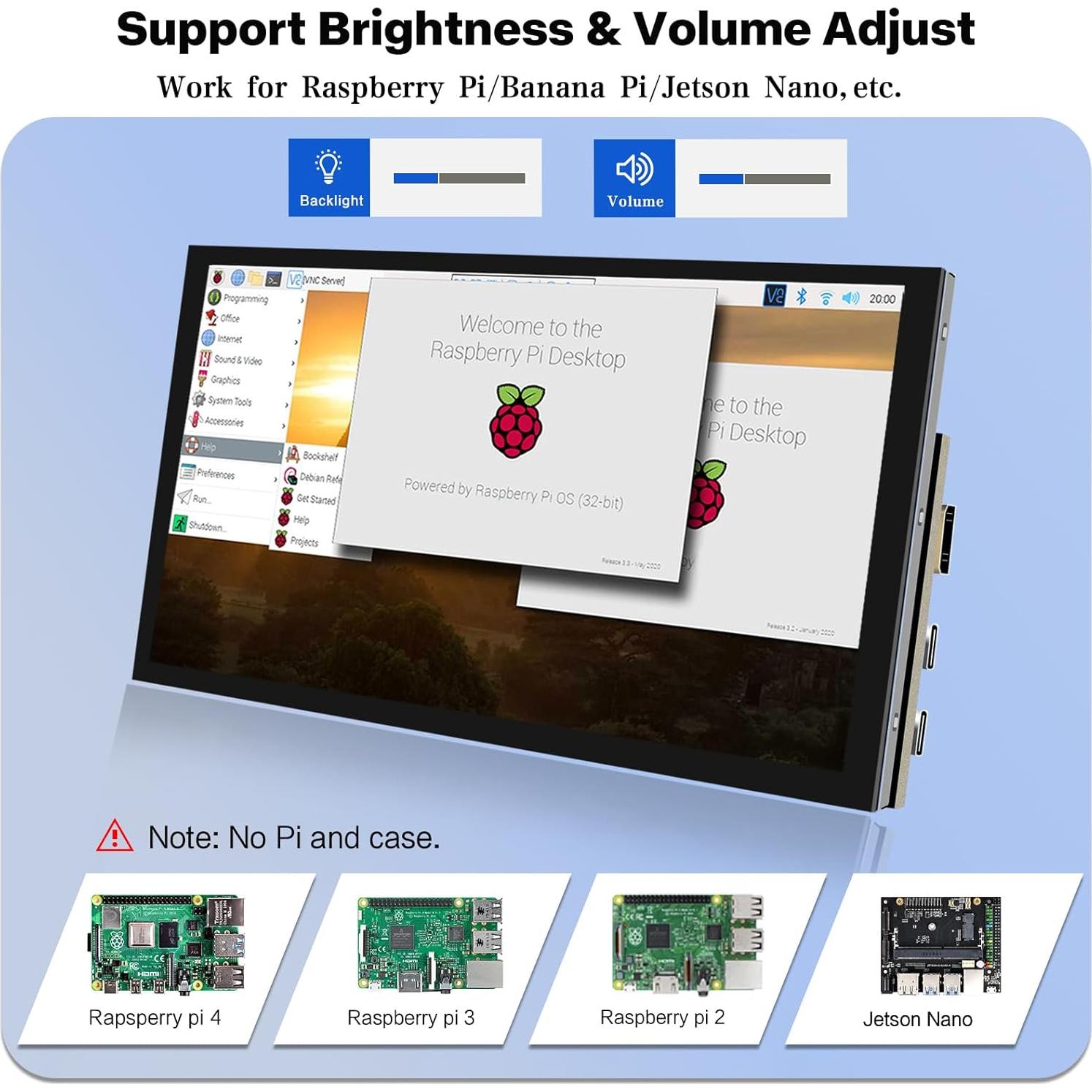 Monitor Táctil 9" HAMTYSAN 1024x600 HDMI para Raspberry Pi/PC