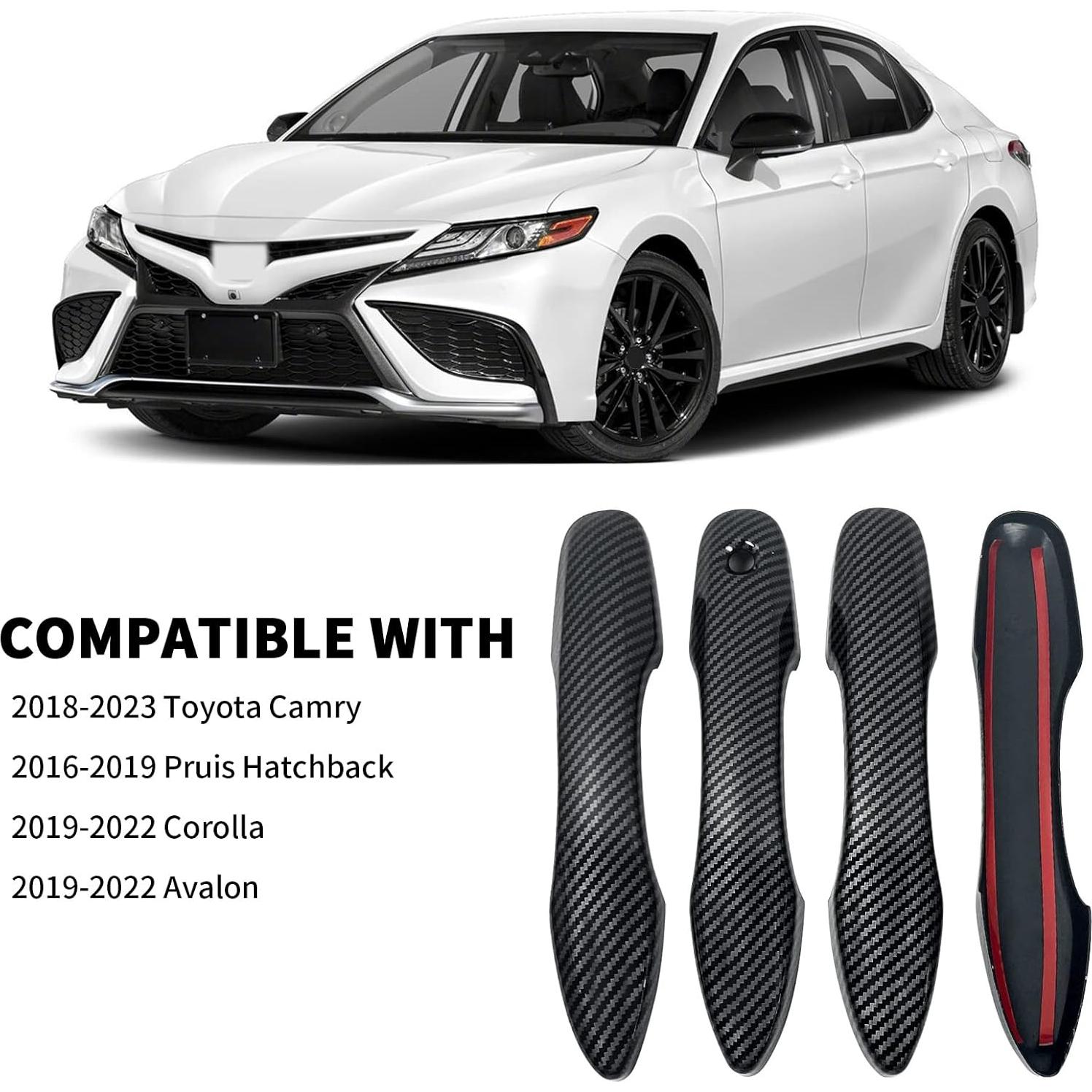 Cubierta de Manija de Puerta BENXUTO Fibra de Carbono para Toyota