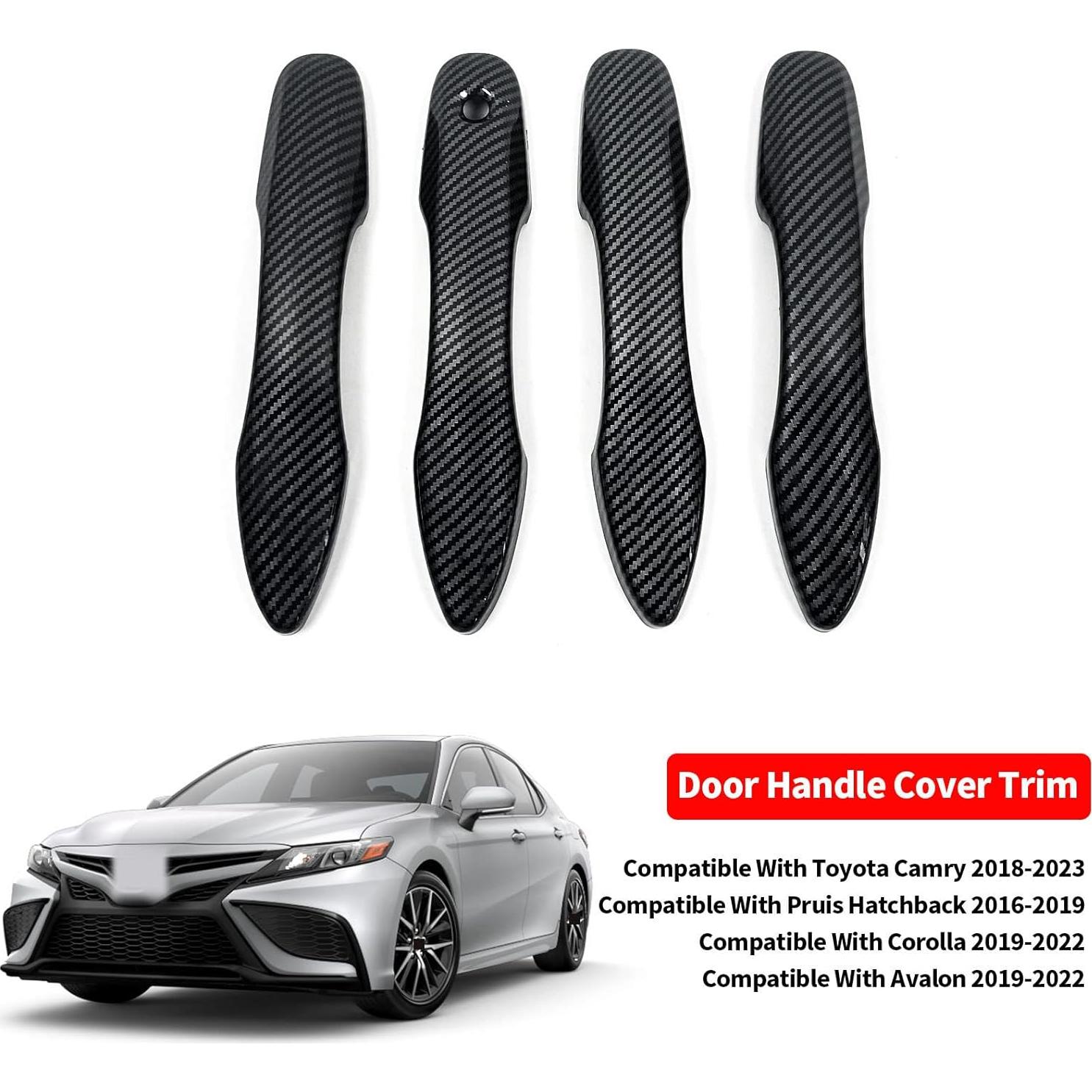 Cubierta de Manija de Puerta BENXUTO Fibra de Carbono para Toyota