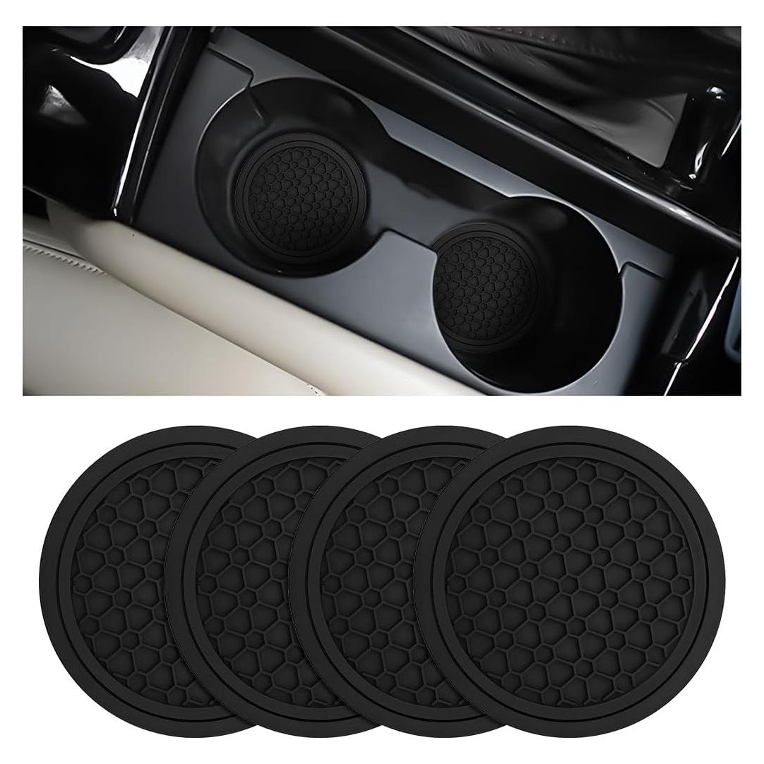 Mandark 4PCS Posavasos Antideslizantes para Coche Negro
