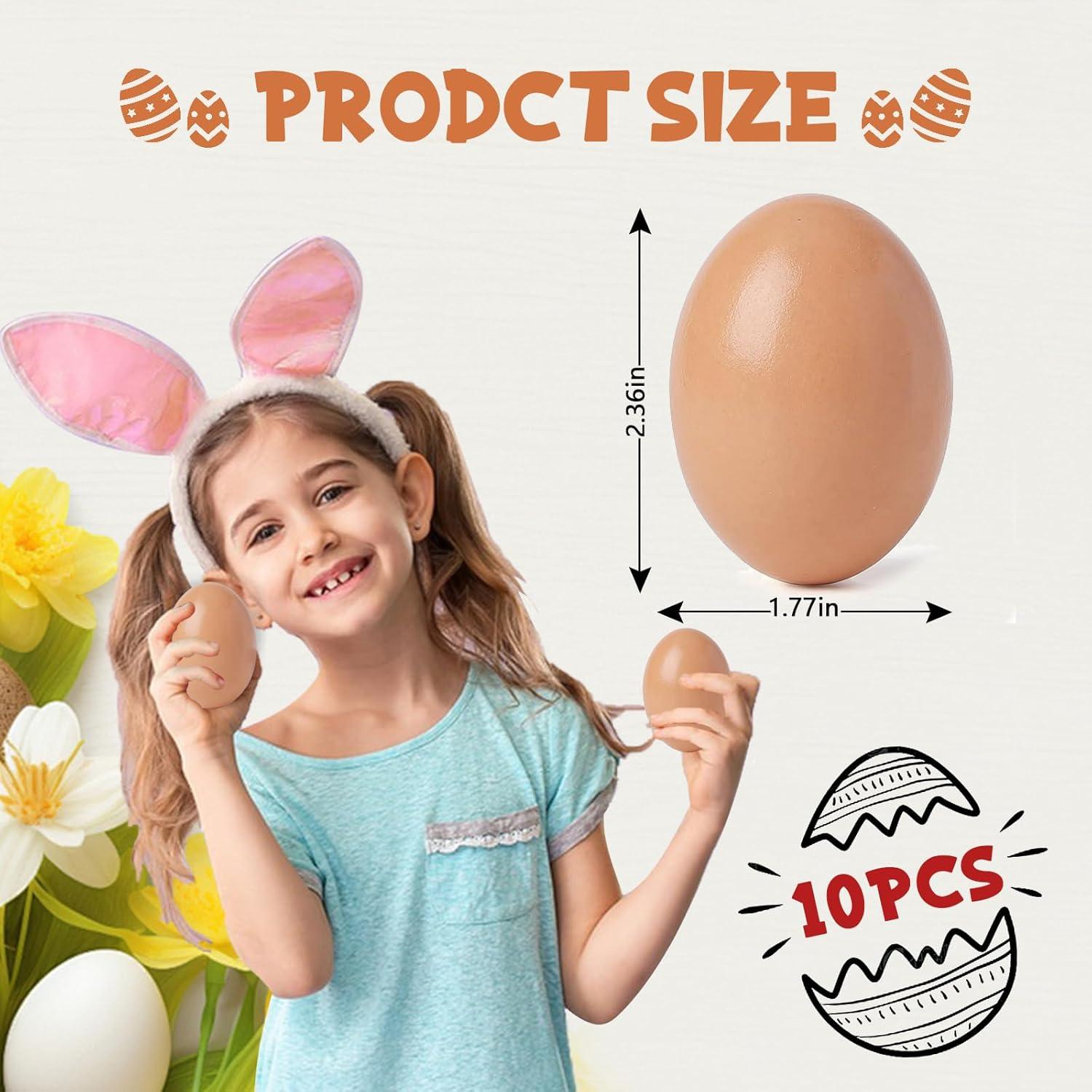 Juego de 10 Huevos Falsos de Madera Marrón para Manualidades