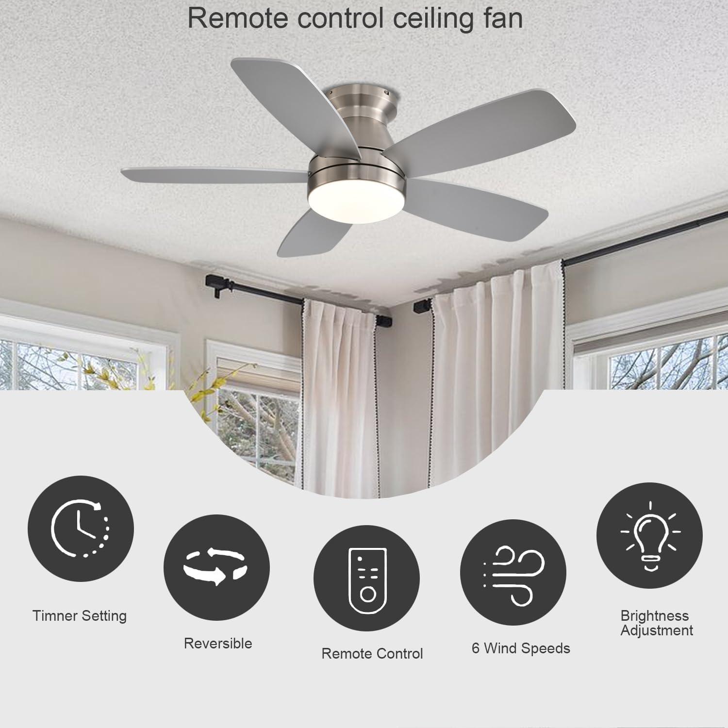 Ventilador de Techo JSAITEE 106 cm con Luz y Control Remoto