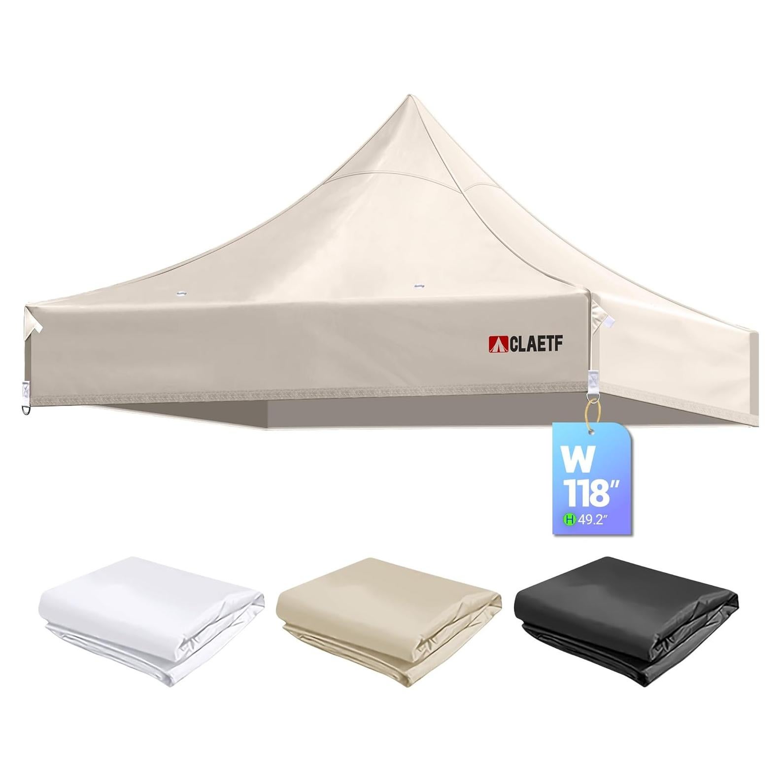 10x10 Pop Up Canopy Tent Replacement Top Cover,Canopy Tent Top for Pop Up Tent with Drainage Holes,Outdoor Tent Top Cover for Garden, Patio, Pavilion, Sun Shade.(Top Only)(Khaki 10x10