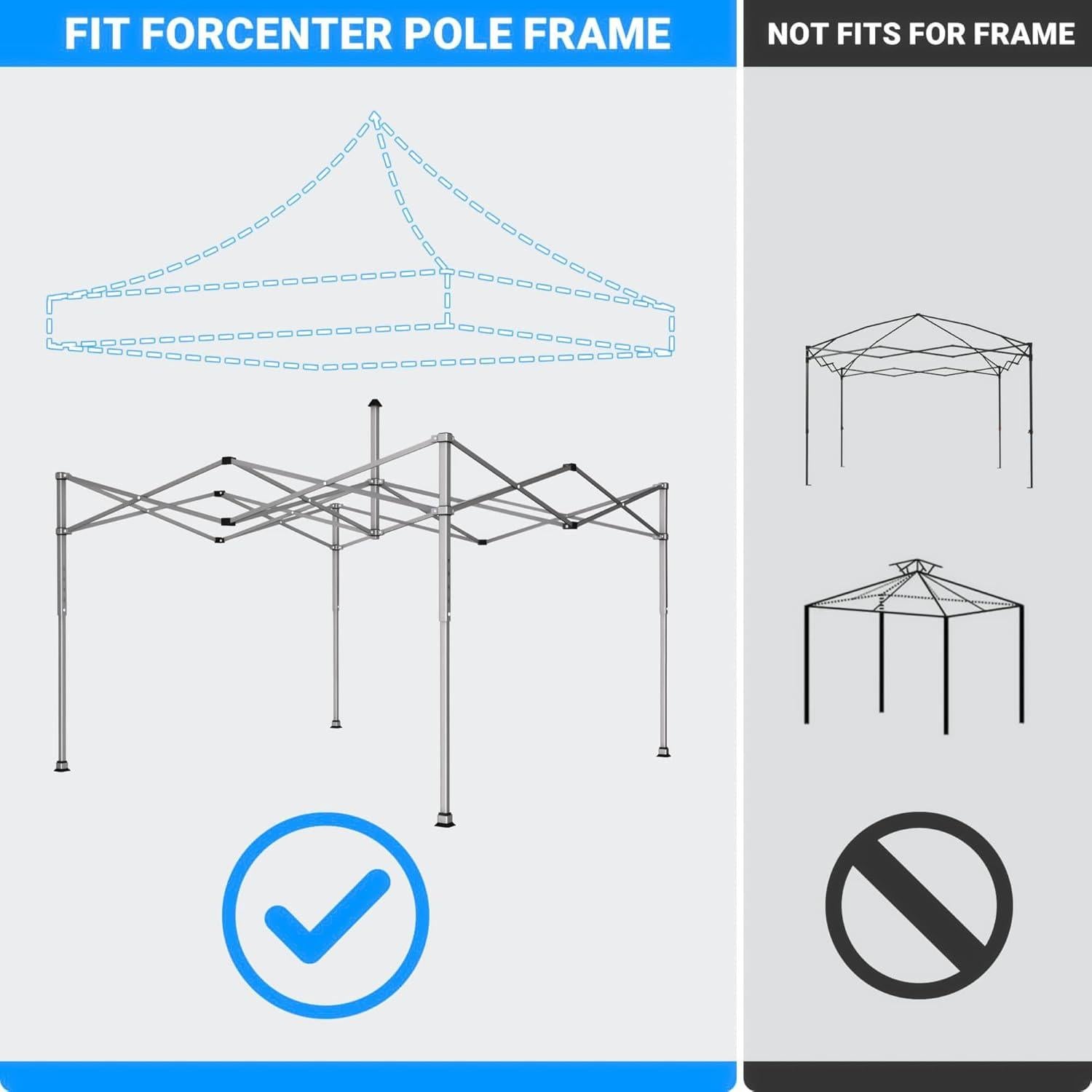 10x10 Pop Up Canopy Tent Replacement Top Cover,Canopy Tent Top for Pop Up Tent with Drainage Holes,Outdoor Tent Top Cover for Garden, Patio, Pavilion, Sun Shade.(Top Only)(Khaki 10x10