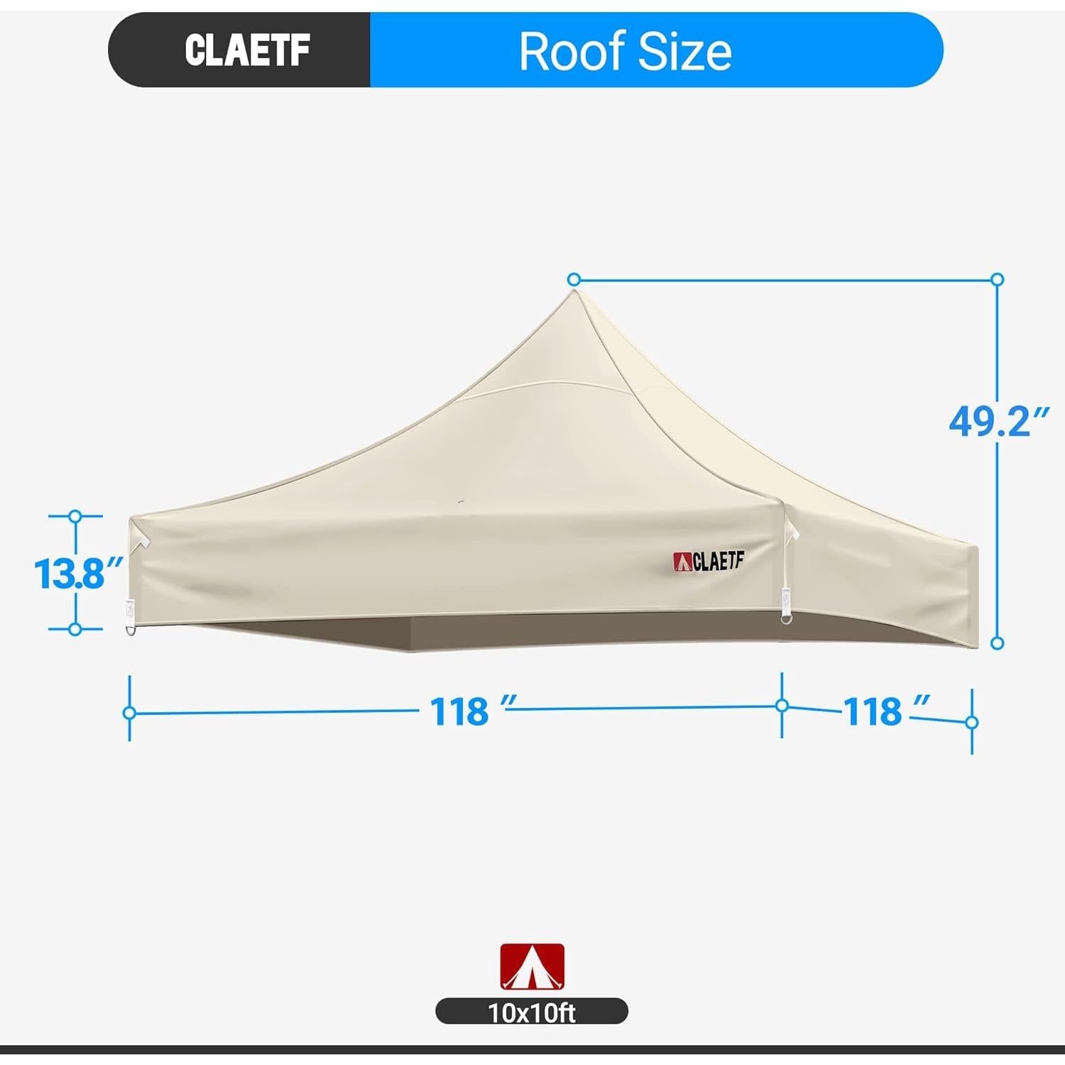 10x10 Pop Up Canopy Tent Replacement Top Cover,Canopy Tent Top for Pop Up Tent with Drainage Holes,Outdoor Tent Top Cover for Garden, Patio, Pavilion, Sun Shade.(Top Only)(Khaki 10x10