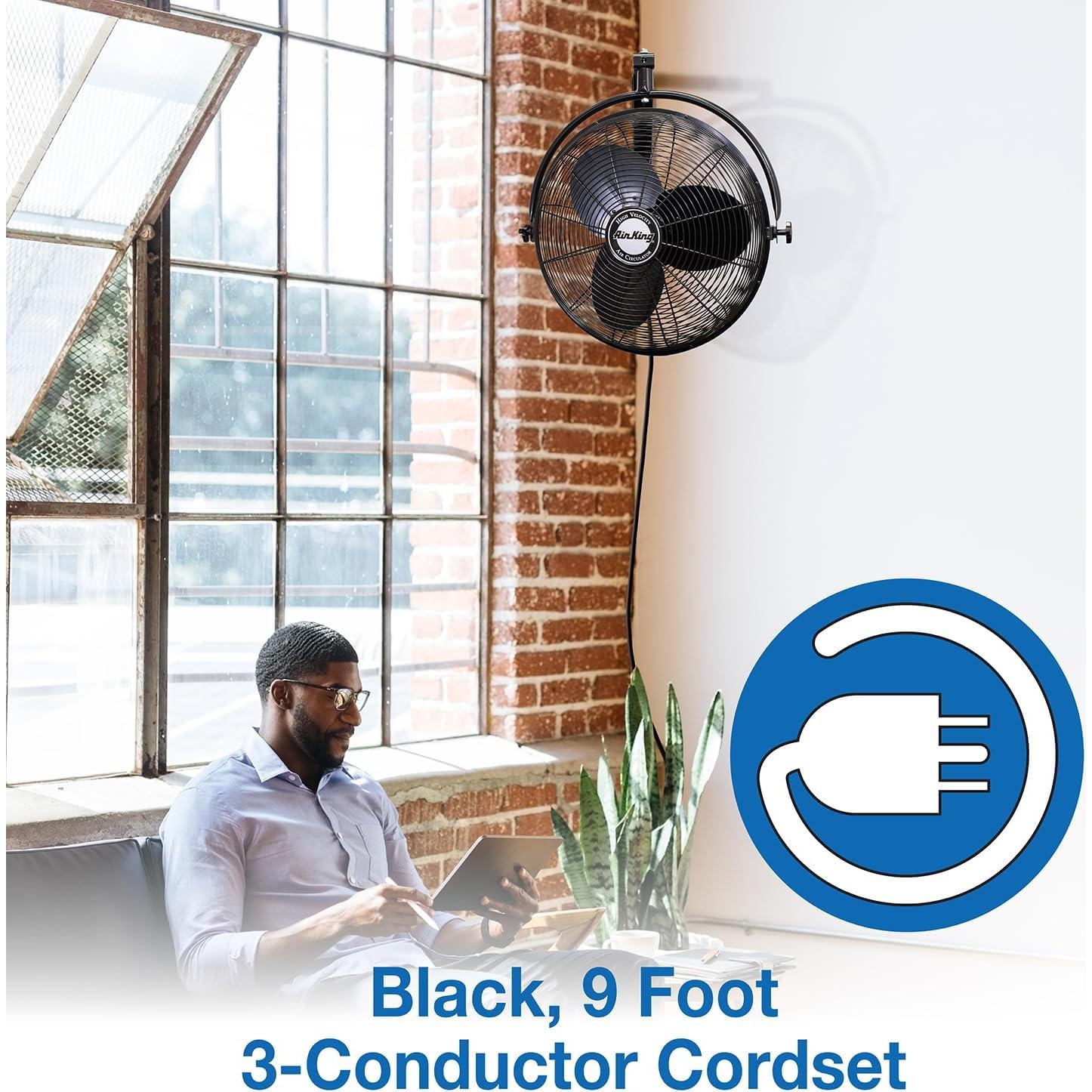 Ventilador de Pared Industrial Air King 9020 20" 1/6 HP Negro