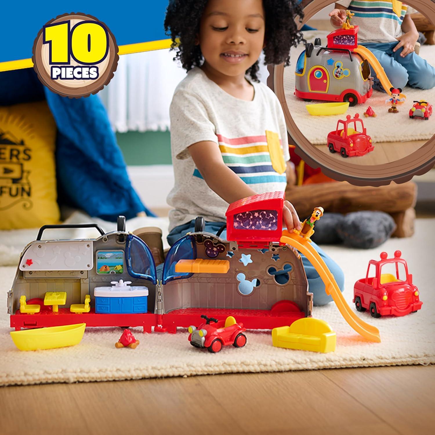 Mickey Mouse Disney Junior Happy Camper Lights and Sounds Playset, 10-Pieces, Kids Toys for Ages 3 Up by Just Play