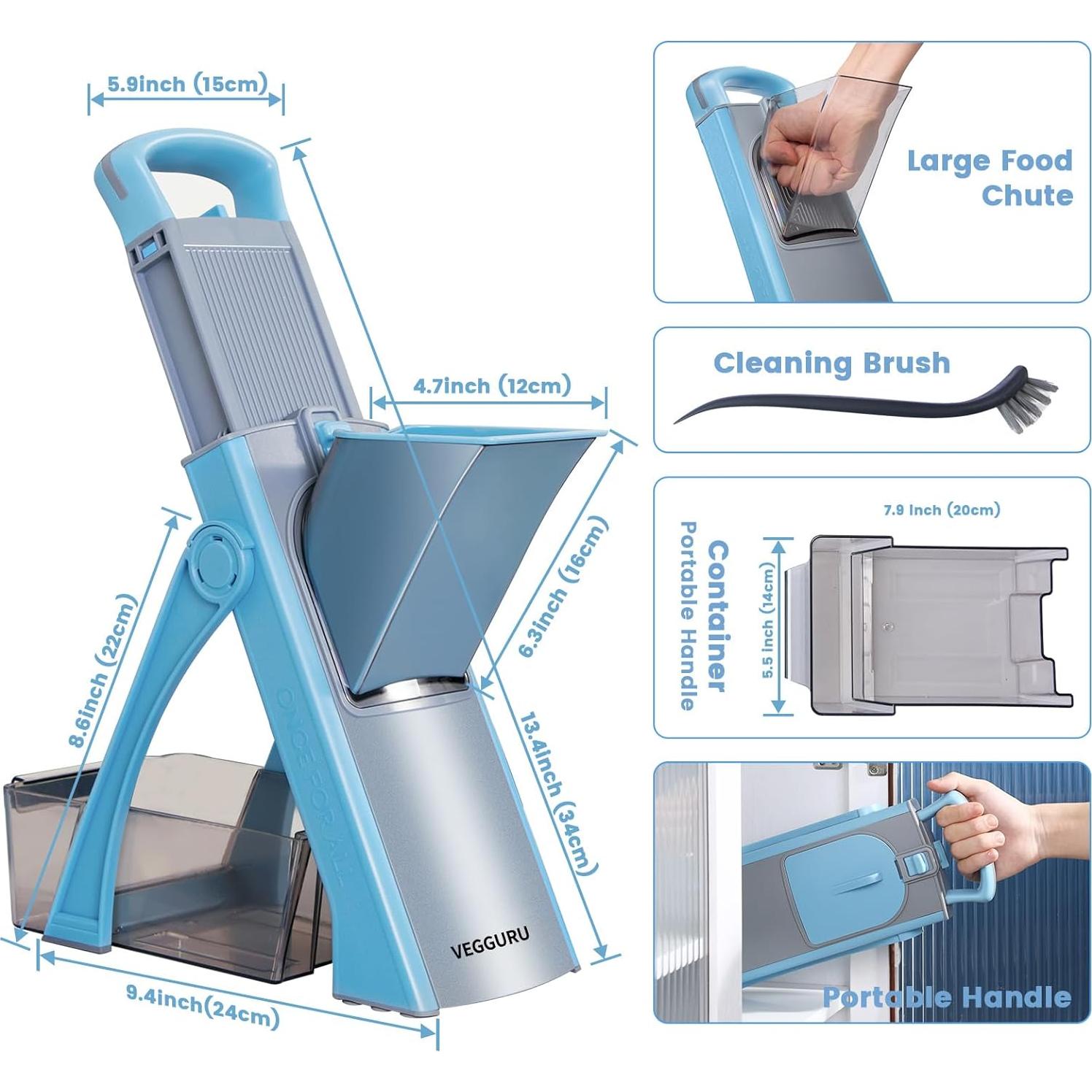 Cortador de Verduras VEGGURU Mandolina Ajustable 2023
