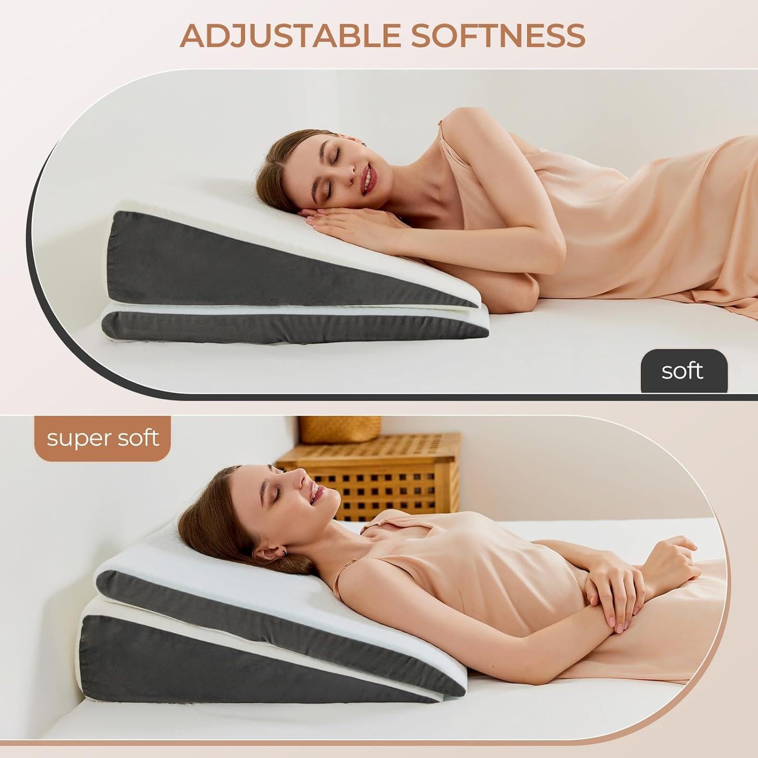 Almohada en Cuña Vekkia 2 Piezas Ajustable Espuma Memoria