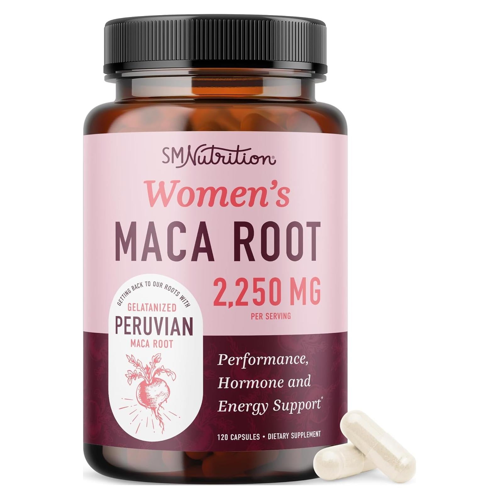 Cápsulas de Maca Orgánica para Mujeres SMNutrition 2250MG