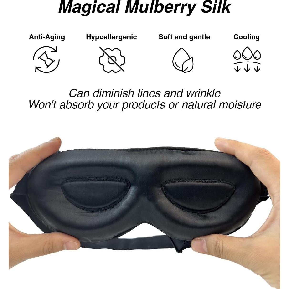 Máscara de Sueño de Seda 100% Mulberry PROMEED 23 Momme 3D