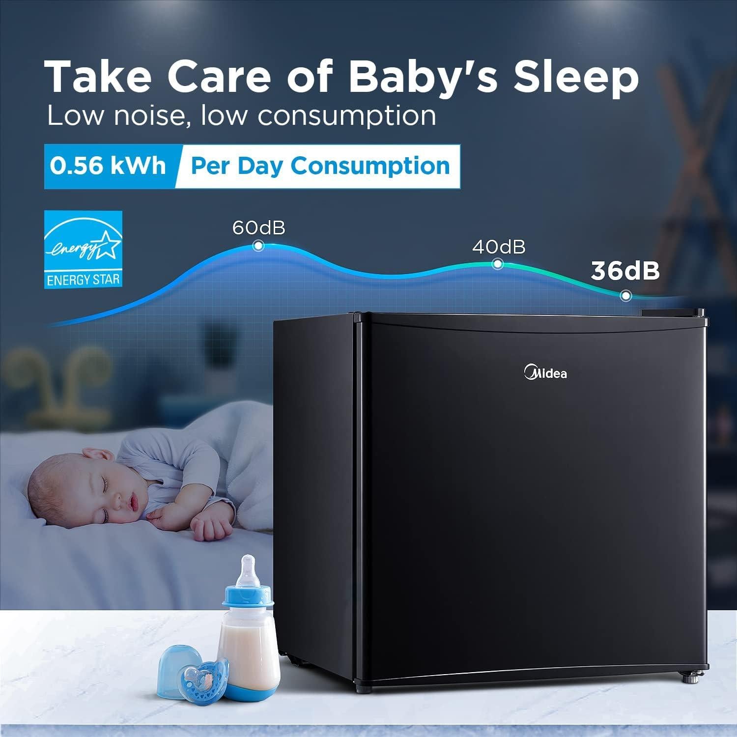 Refrigerador Compacto Midea WHS-65LB1 1.6 Pies Cúbicos Negro