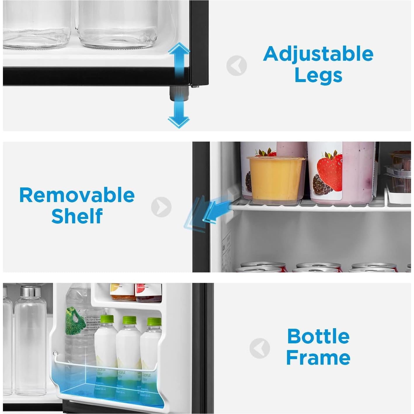 Refrigerador Compacto Midea WHS-65LB1 1.6 Pies Cúbicos Negro