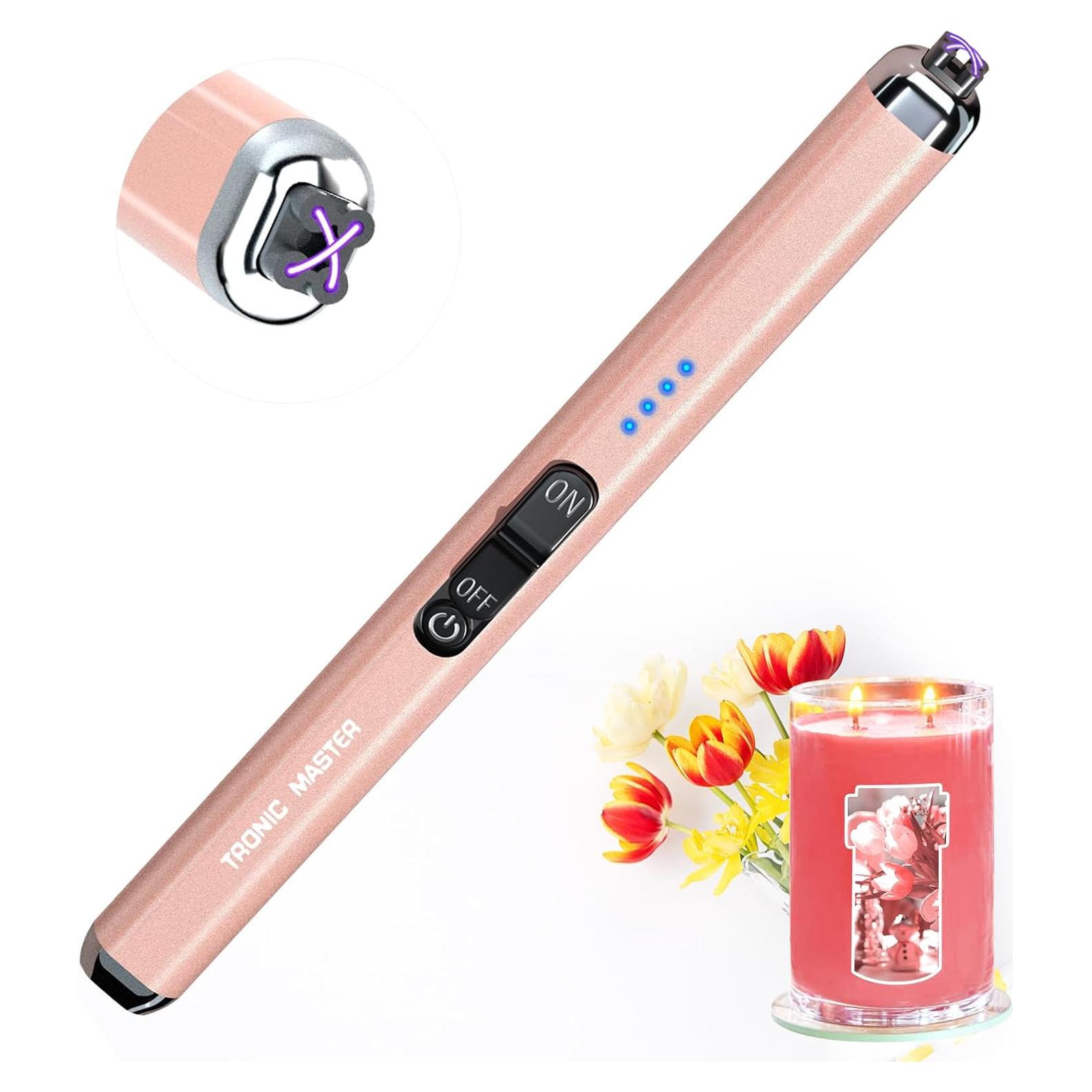 Encendedor Eléctrico Recargable TRONIC MASTER Doble Arco Plasma Oro Rosa