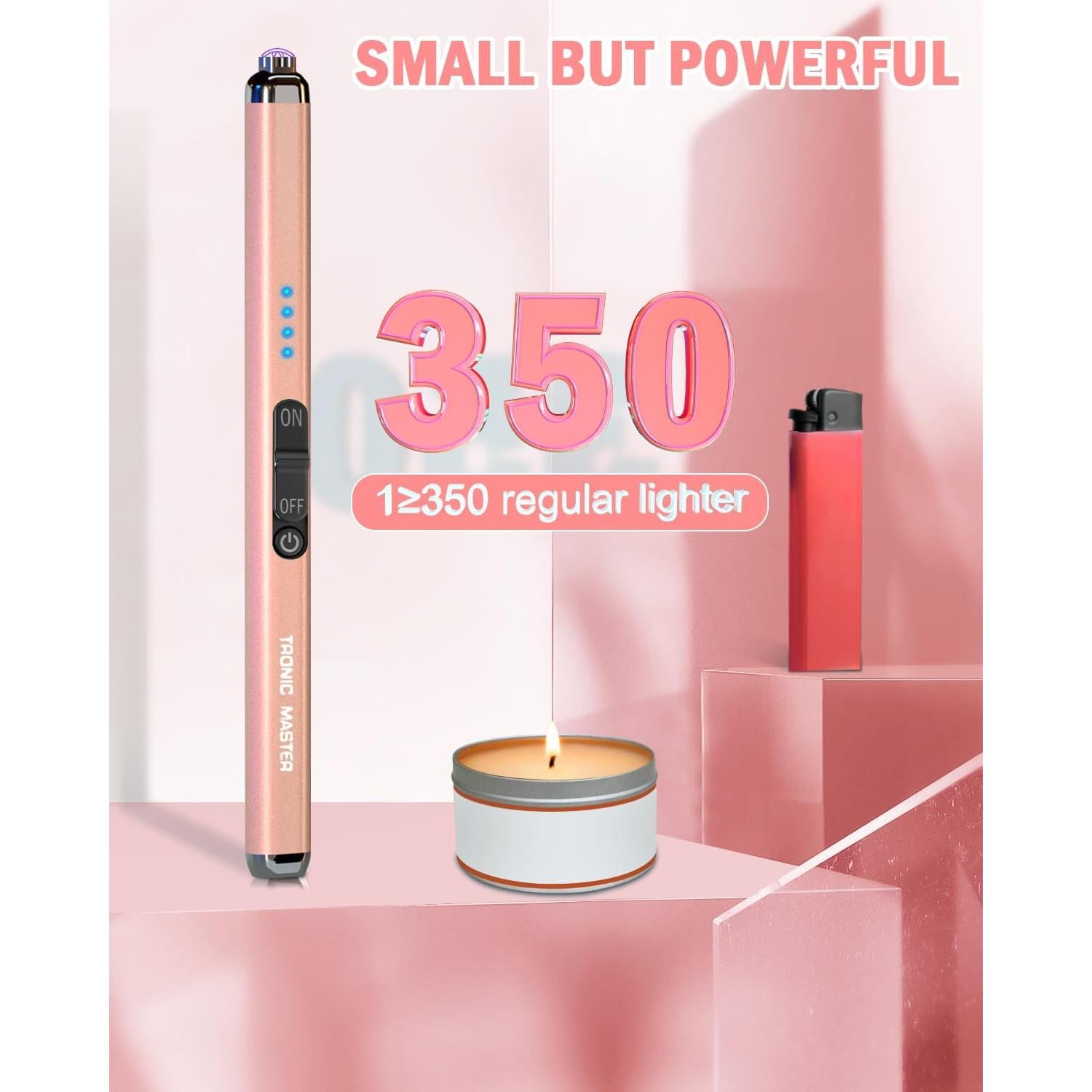 Encendedor Eléctrico Recargable TRONIC MASTER Doble Arco Plasma Oro Rosa