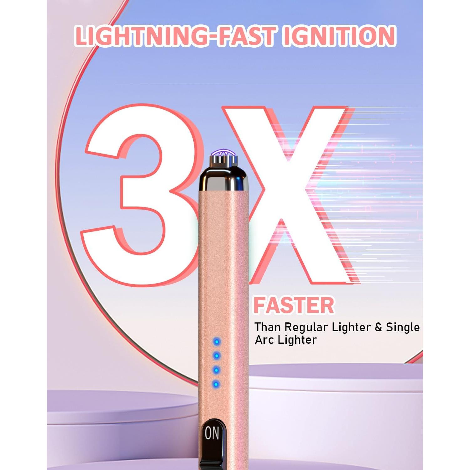 Encendedor Eléctrico Recargable TRONIC MASTER Doble Arco Plasma Oro Rosa