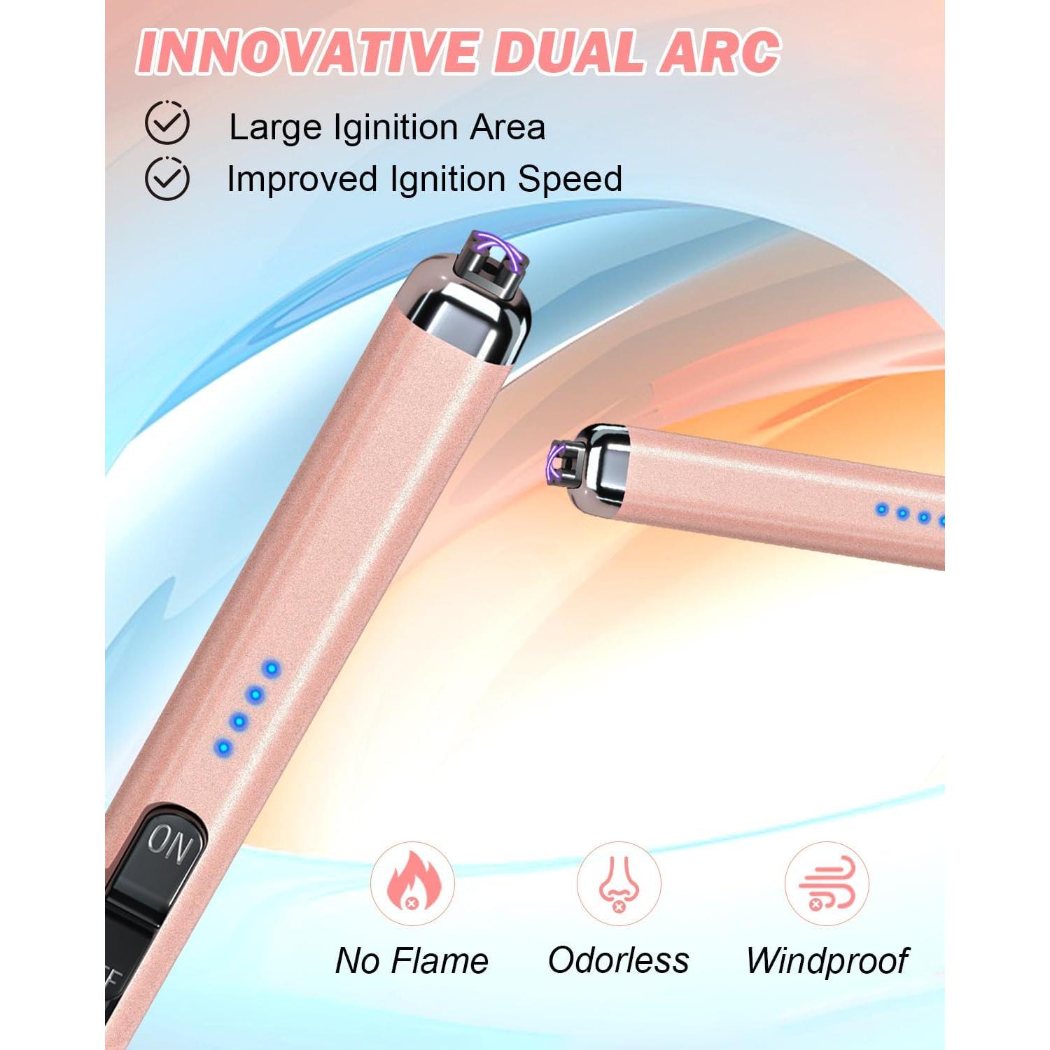 Encendedor Eléctrico Recargable TRONIC MASTER Doble Arco Plasma Oro Rosa