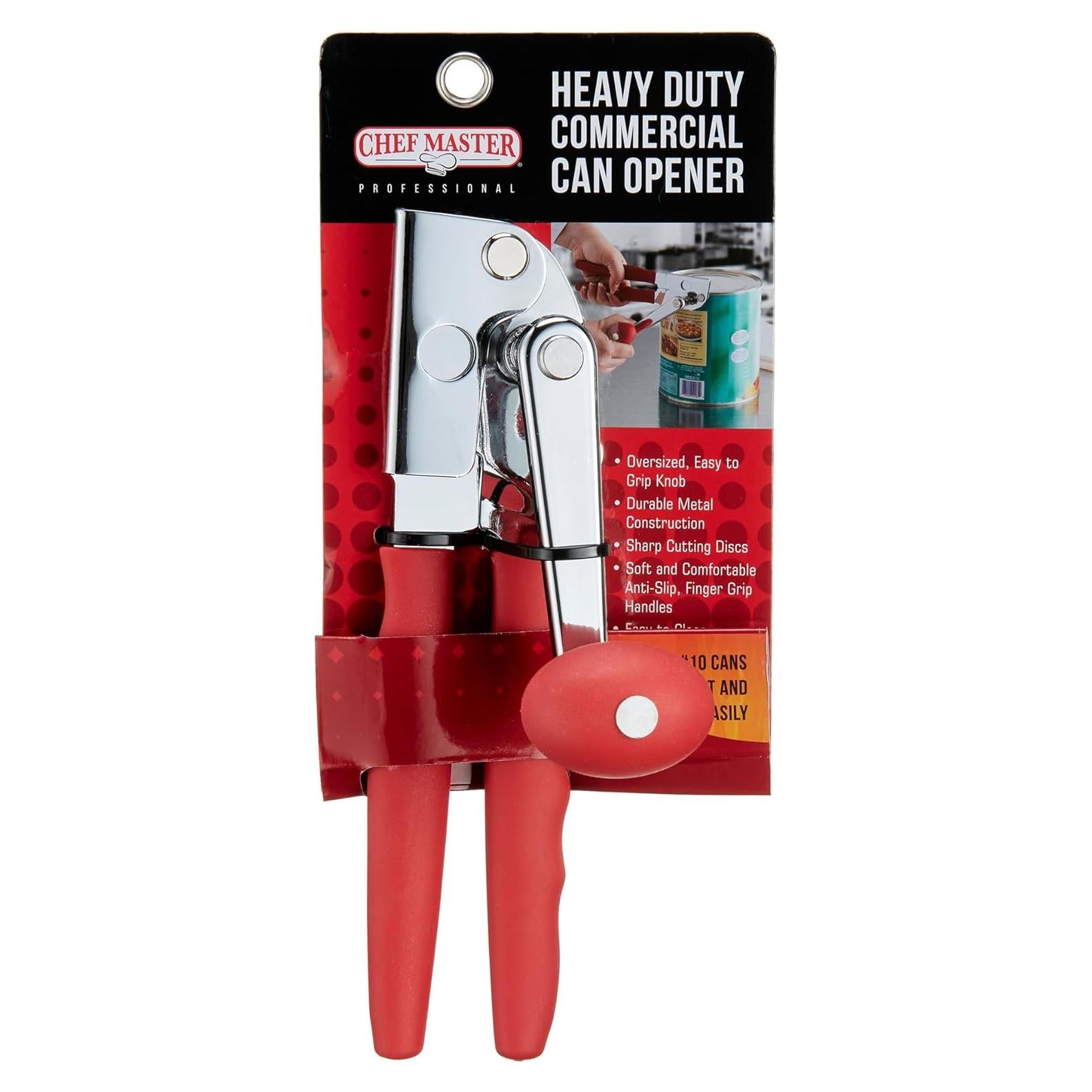 Abrelatas Manual Chef Master 90056, Acero Inoxidable, Antideslizante