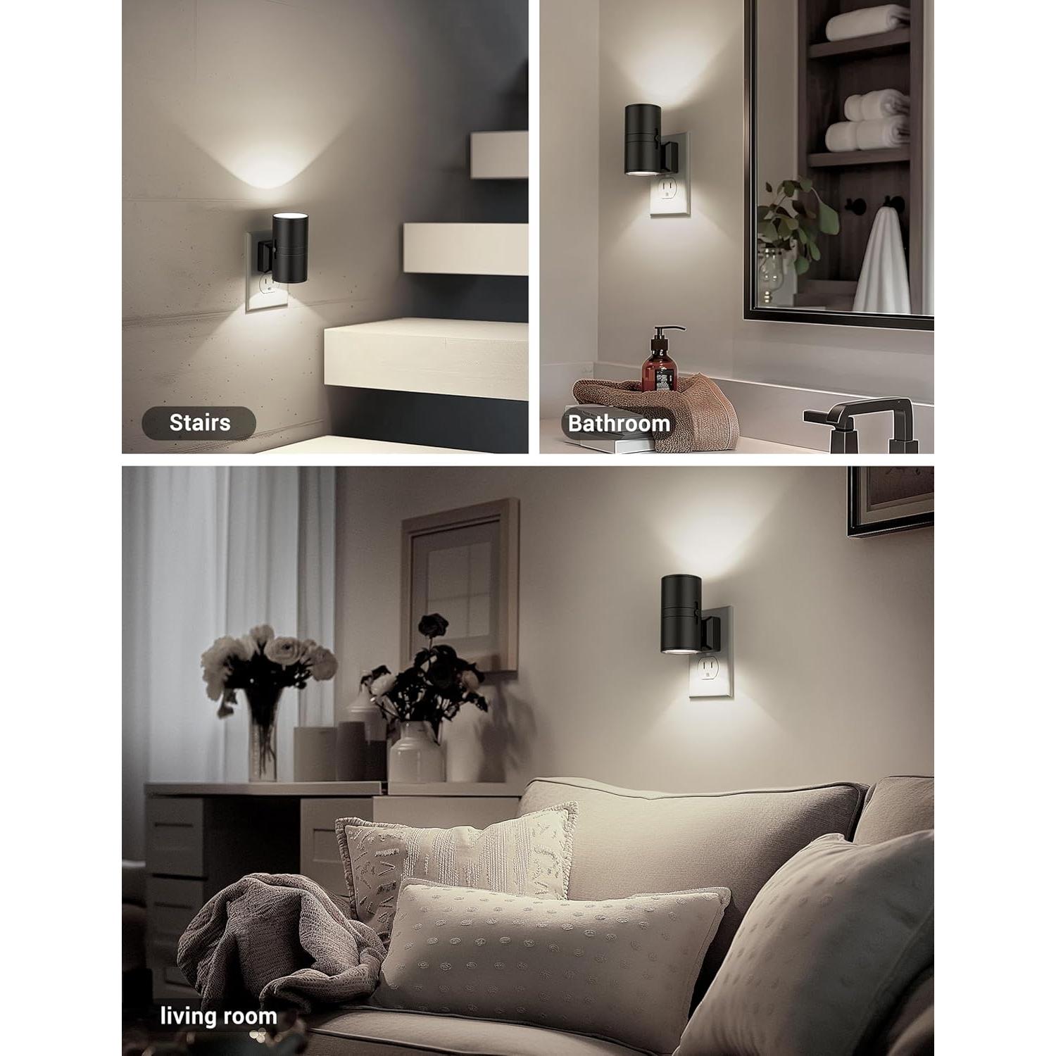 Luces Nocturnas Enchufadas JandCase 2 Paquete Regulables 0-100LM