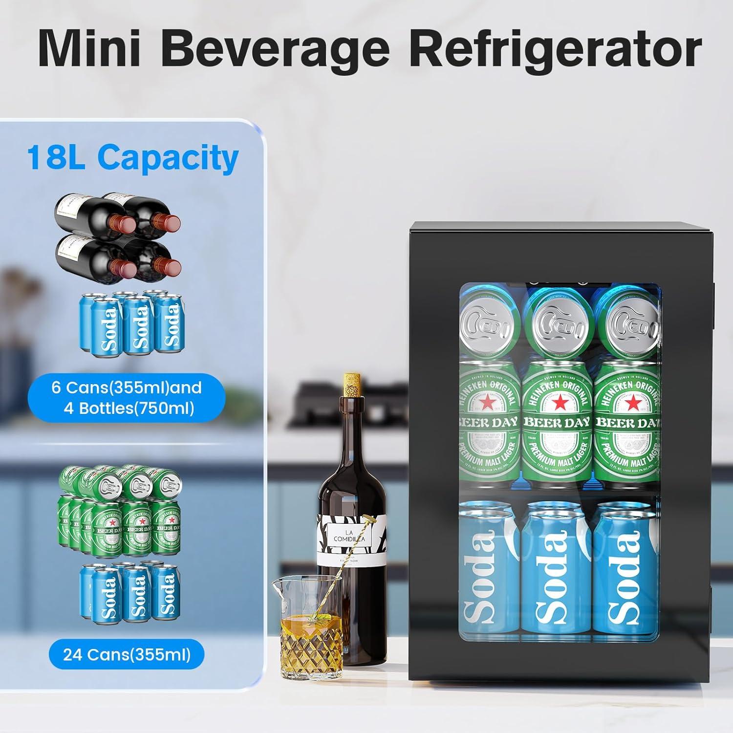 Mini Refrigerador de Bebidas Electactic 18L Negro Control Digital
