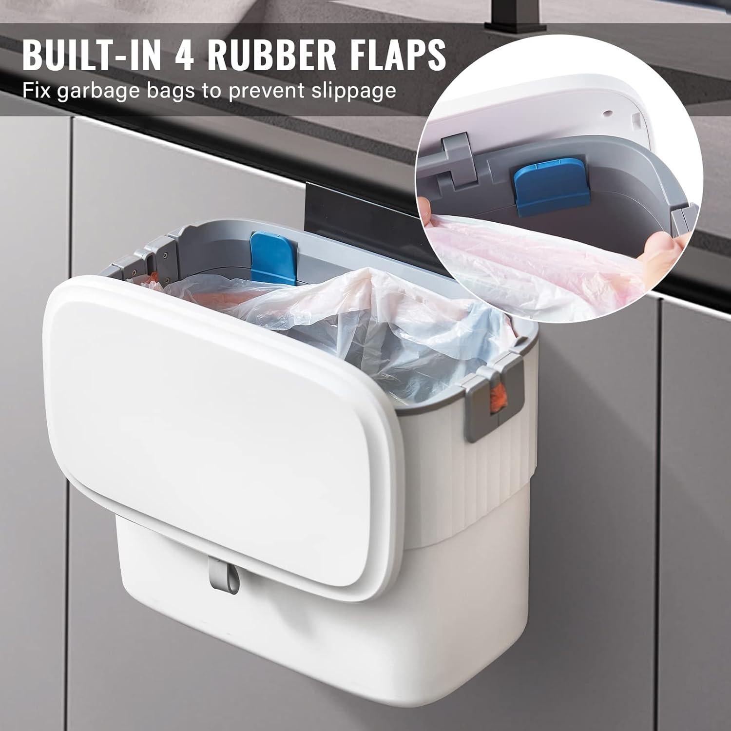 Cubo de Basura Montado en Pared ELPHECO 7 Litros con Tapa