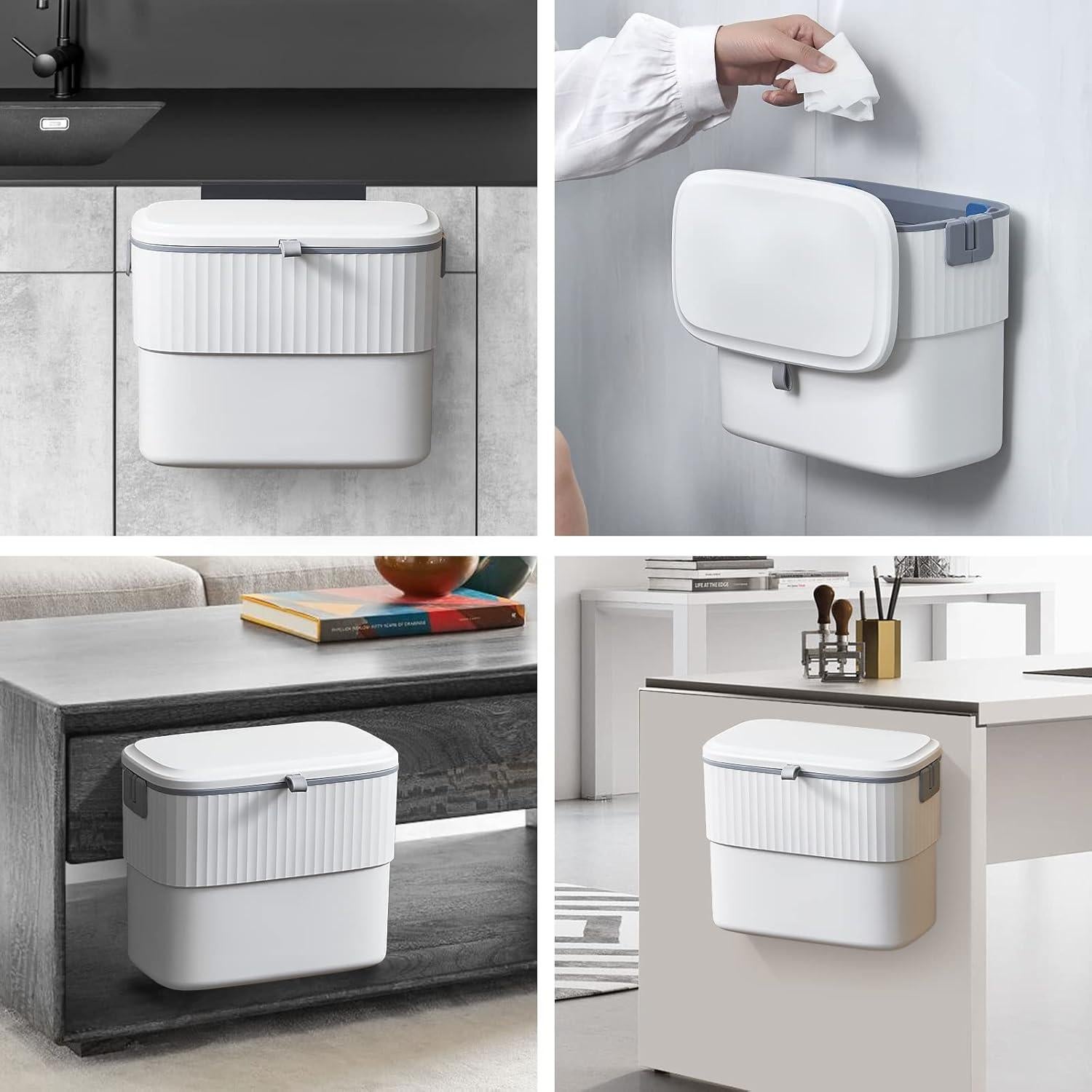 Cubo de Basura Montado en Pared ELPHECO 7 Litros con Tapa