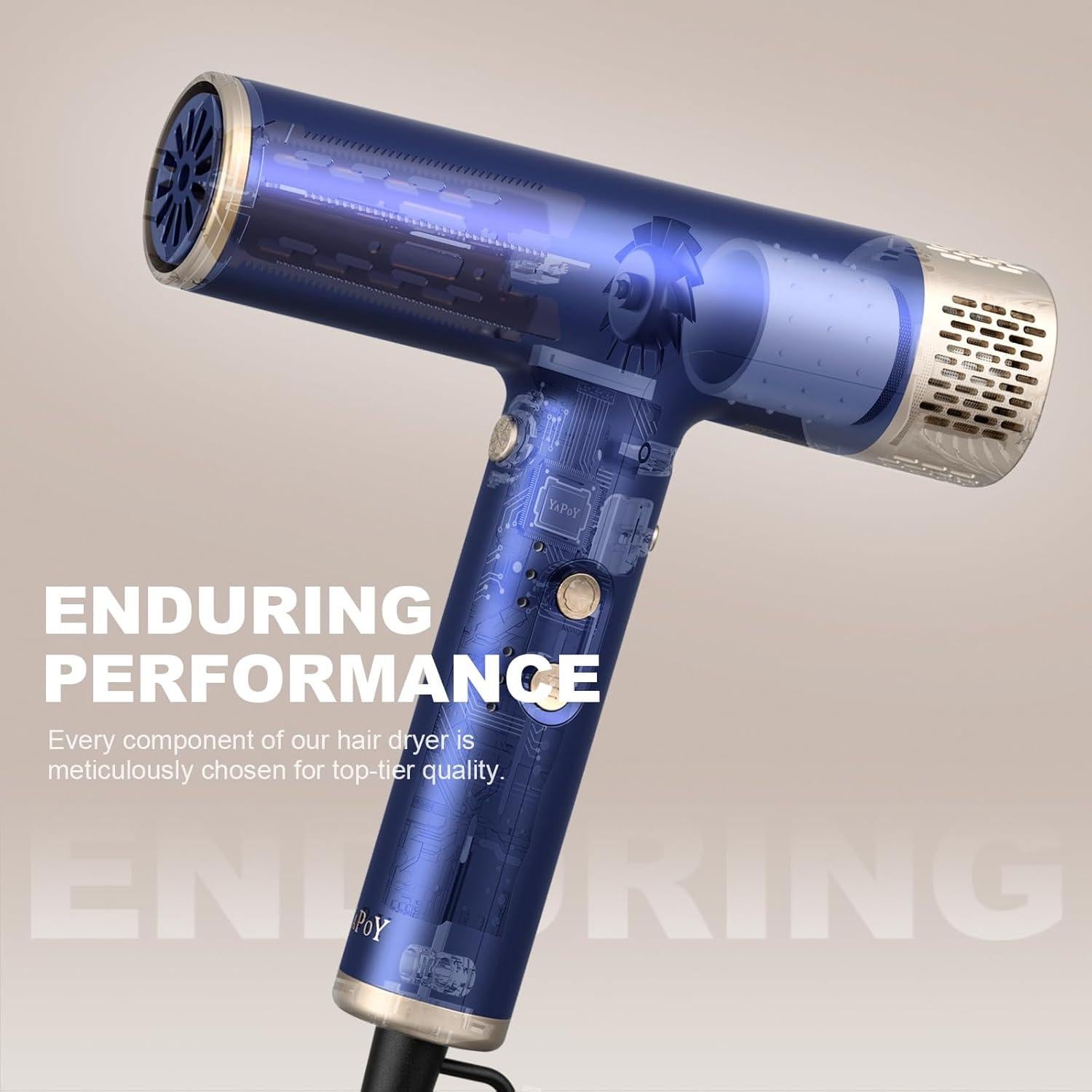Secador de Pelo Profesional YAPOY YB400 Azul 200 Millones Iones