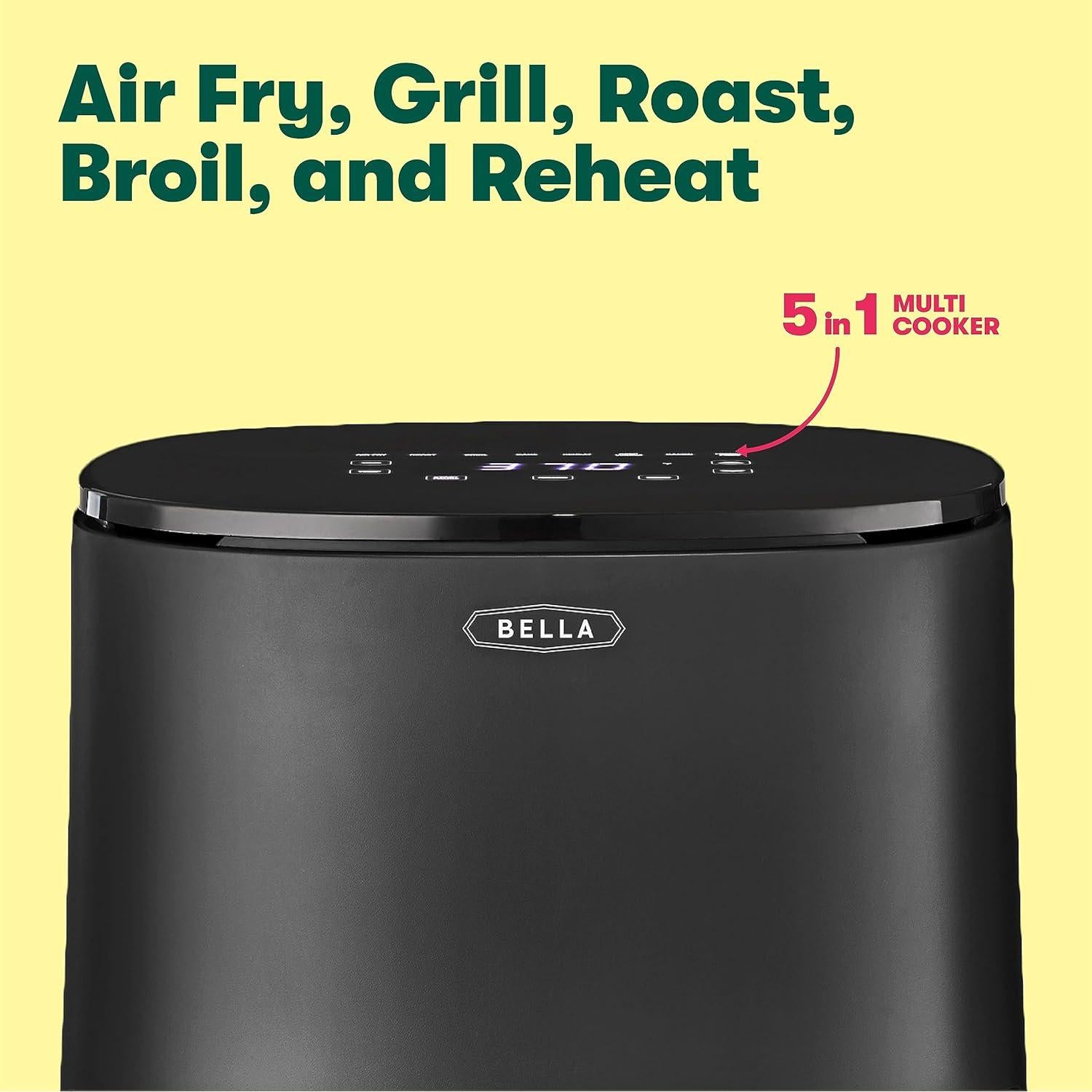 Freidora de Aire Digital BELLA 2.9QT 5 en 1 Táctil 1400W Negro