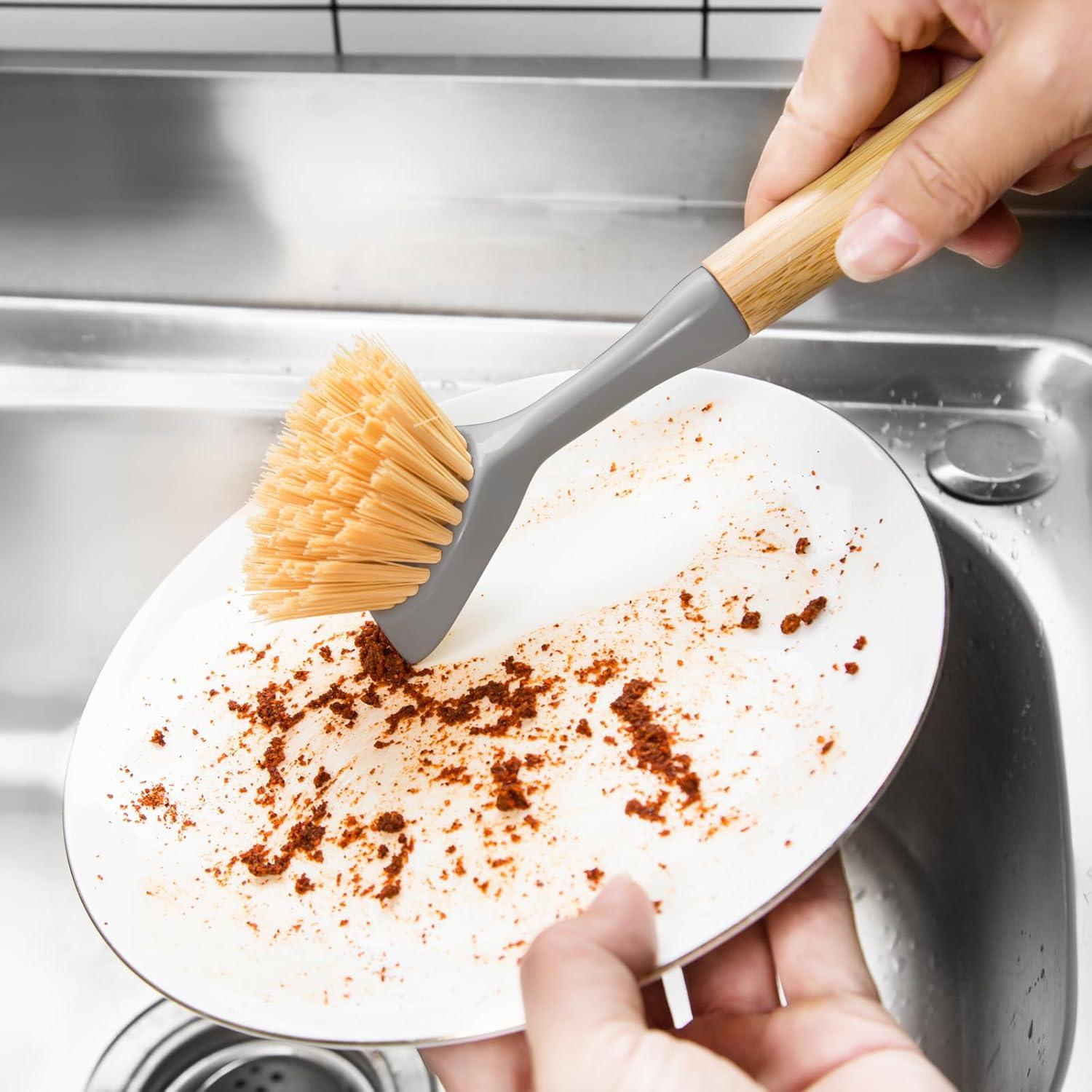 Paquete de 2 cepillos de cocina FunCee con mango de bambú