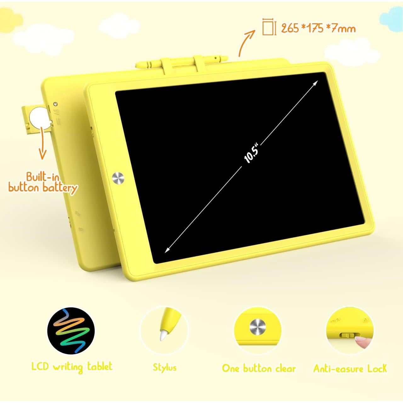 Tableta de Escritura LCD BUKEBU 10.5" Amarillo para Niños