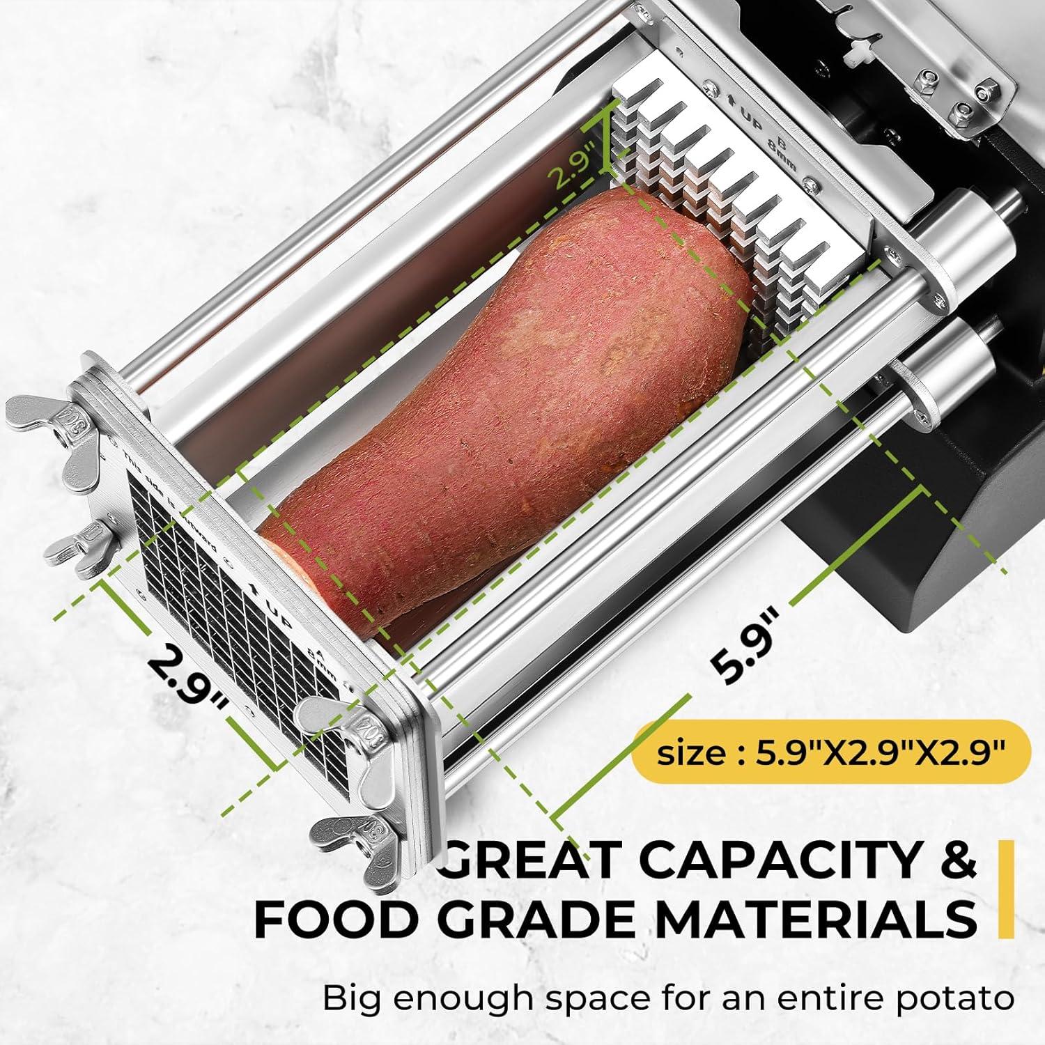 Cortador de Papas Fritas Eléctrico Flyseago 4 Cuchillas Acero