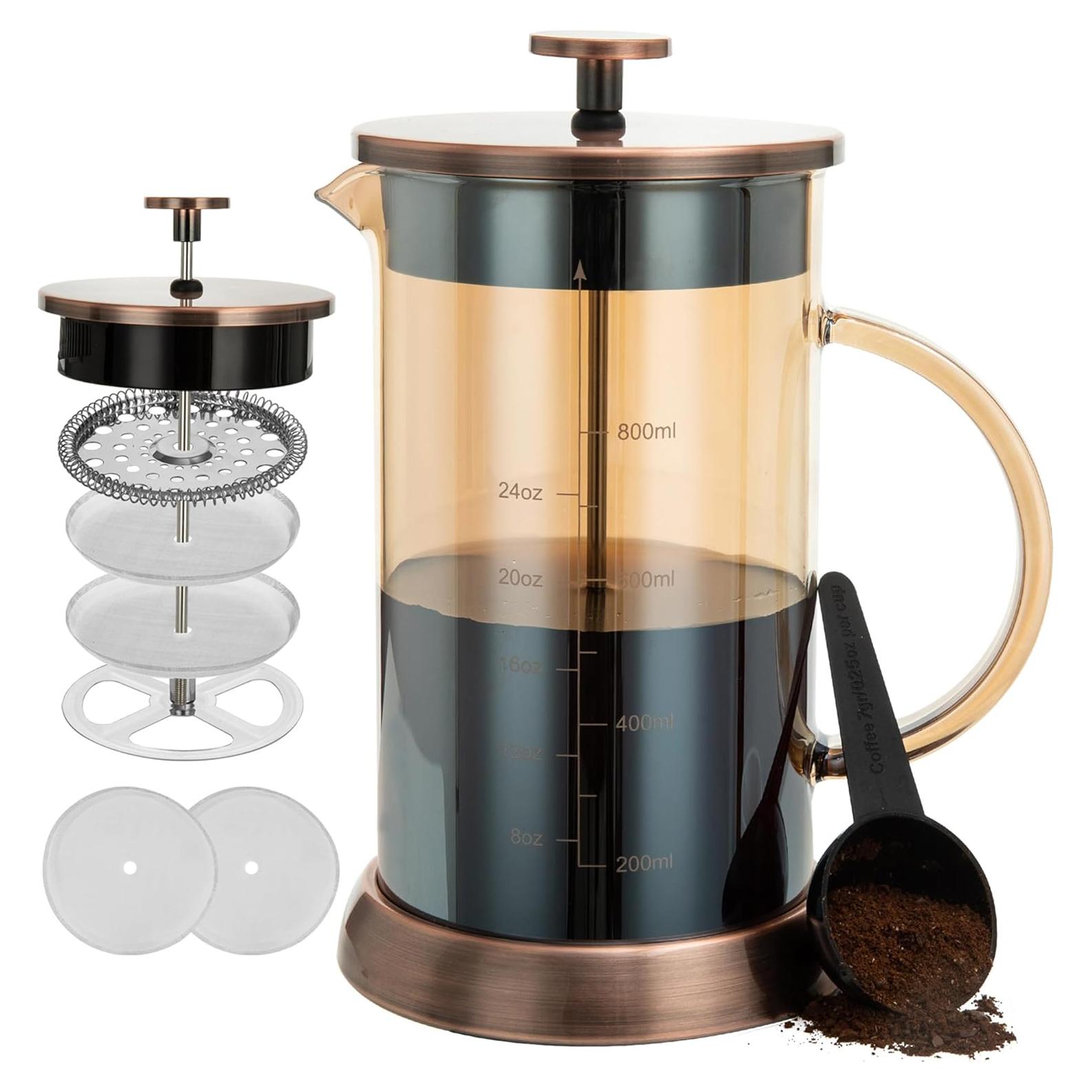 Cafetera Prensa Francesa YMMIND 34 oz Vidrio Borosilicato 5 Tazas
