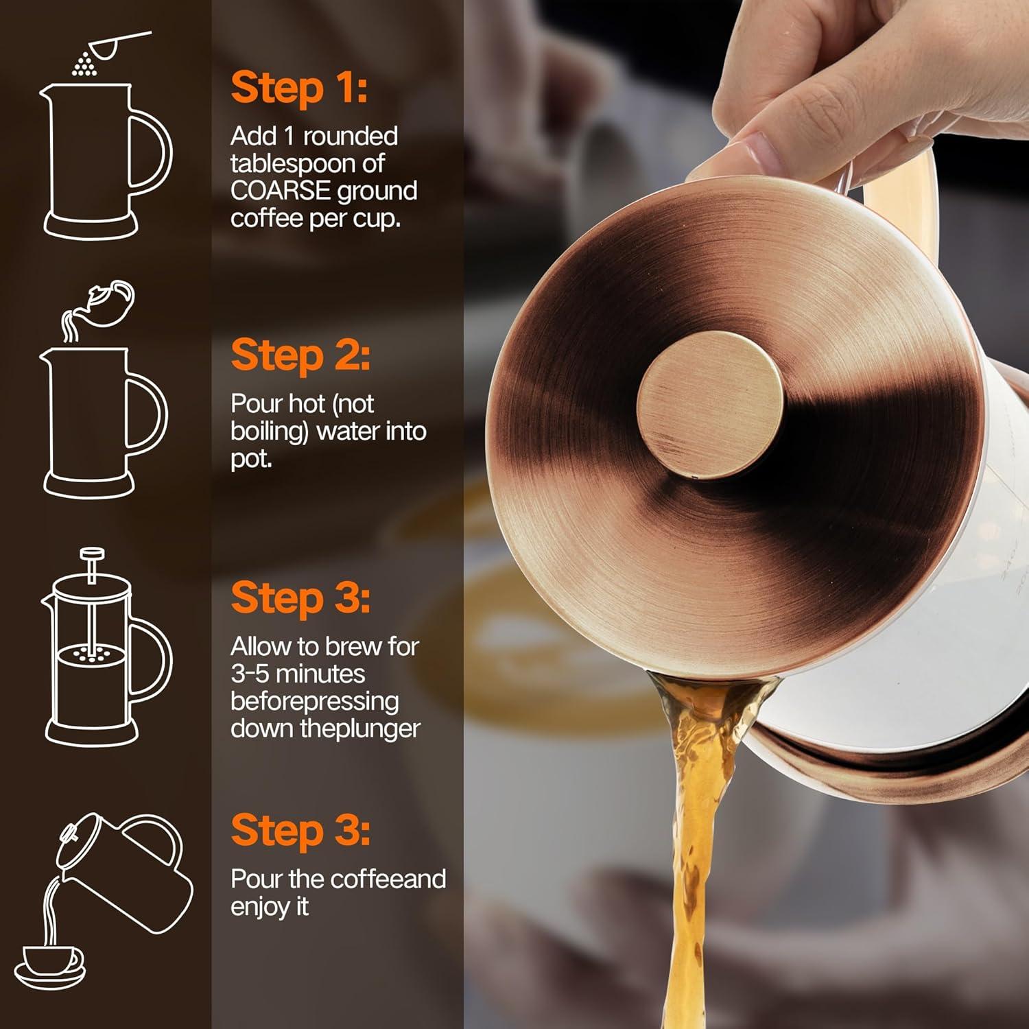 Cafetera Prensa Francesa YMMIND 34 oz Vidrio Borosilicato 5 Tazas