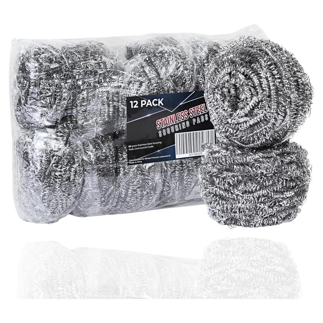 Almohadillas de Limpieza Brheez 100g - Paquete de 12 Estropajos