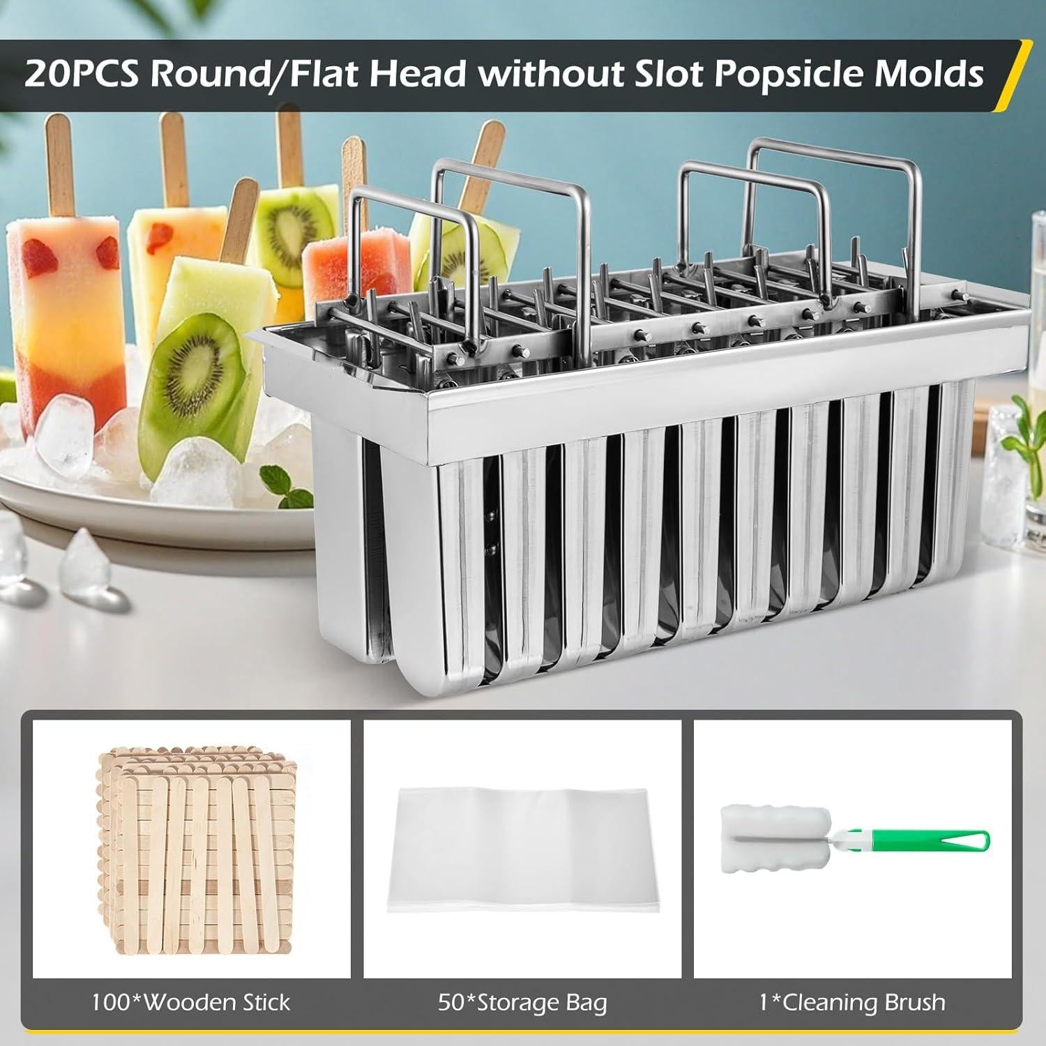 Moldes de Paletas Dyna-Living 20PCS Acero Inoxidable 108ml/115ml