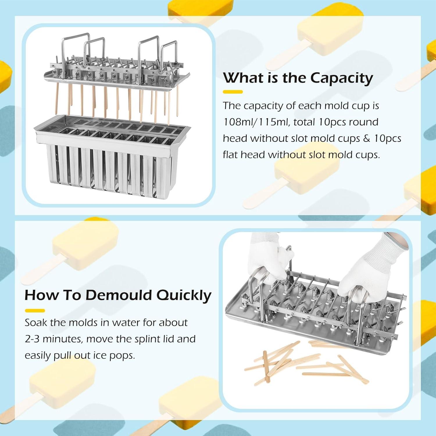 Moldes de Paletas Dyna-Living 20PCS Acero Inoxidable 108ml/115ml