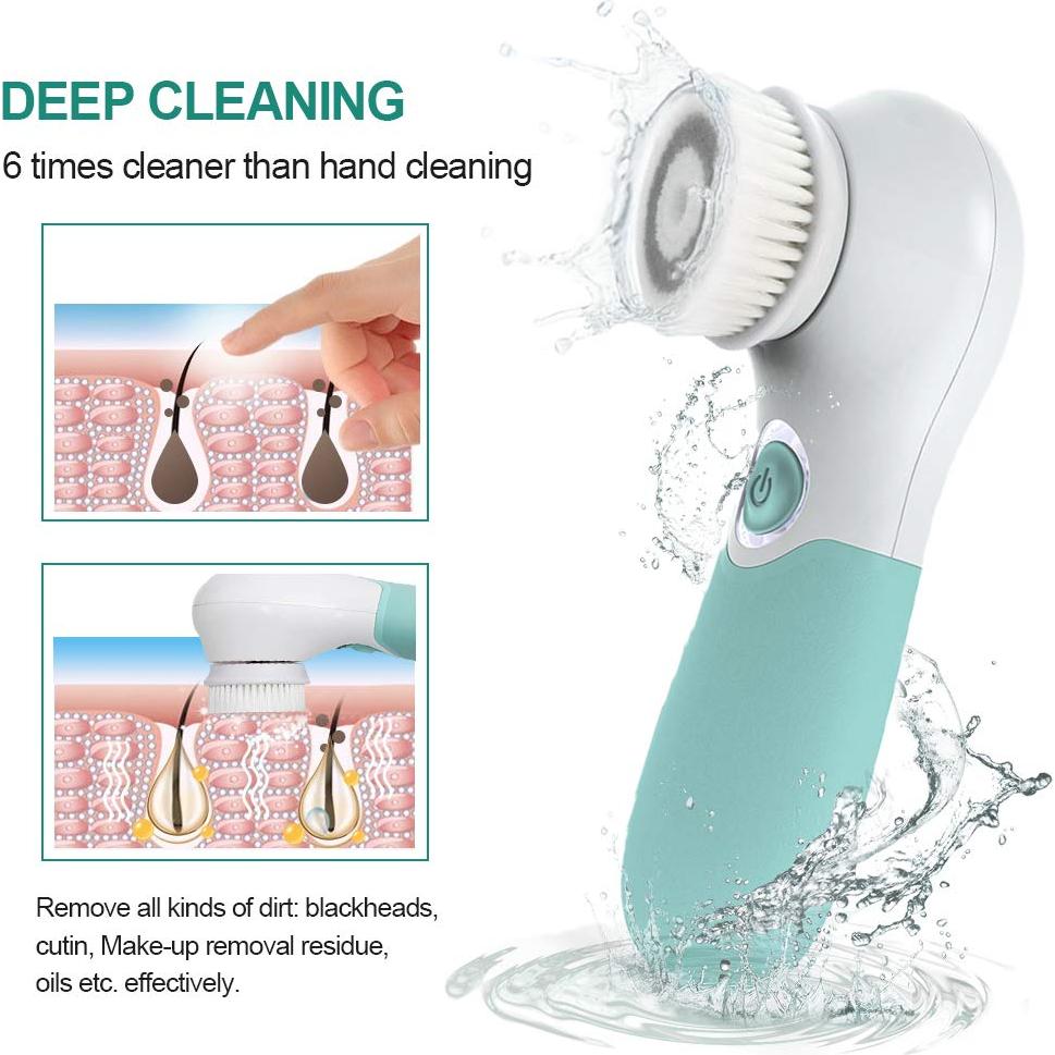 Cepillo Facial Limpiador Eléctrico TOUCHBeauty Verde 3 Cabezas