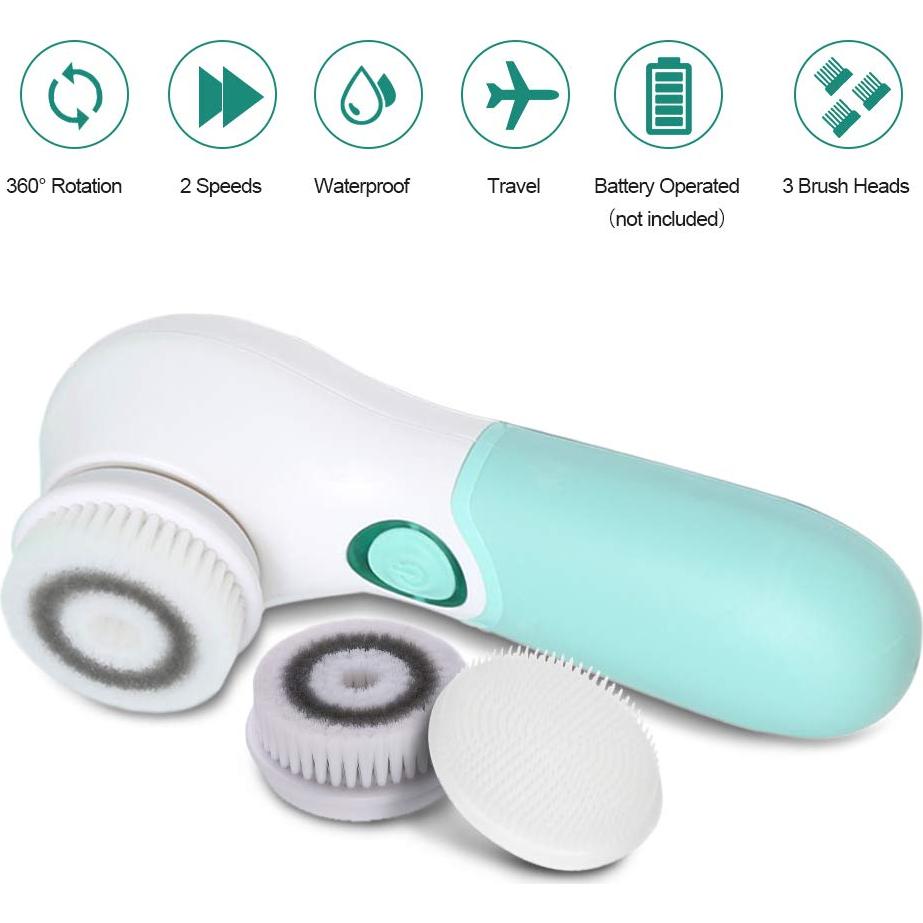 Cepillo Facial Limpiador Eléctrico TOUCHBeauty Verde 3 Cabezas