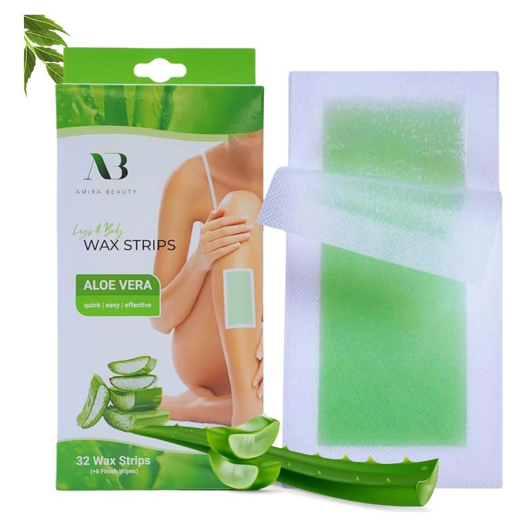 Tiras de Cera Amira Beauty con Aloe Vera - 32 Unidades