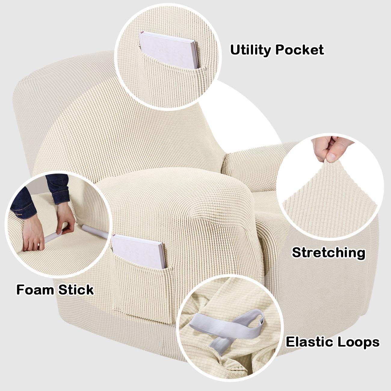 Funda de Sillón Recliner Turquoize Jacquard Beige Biscotti