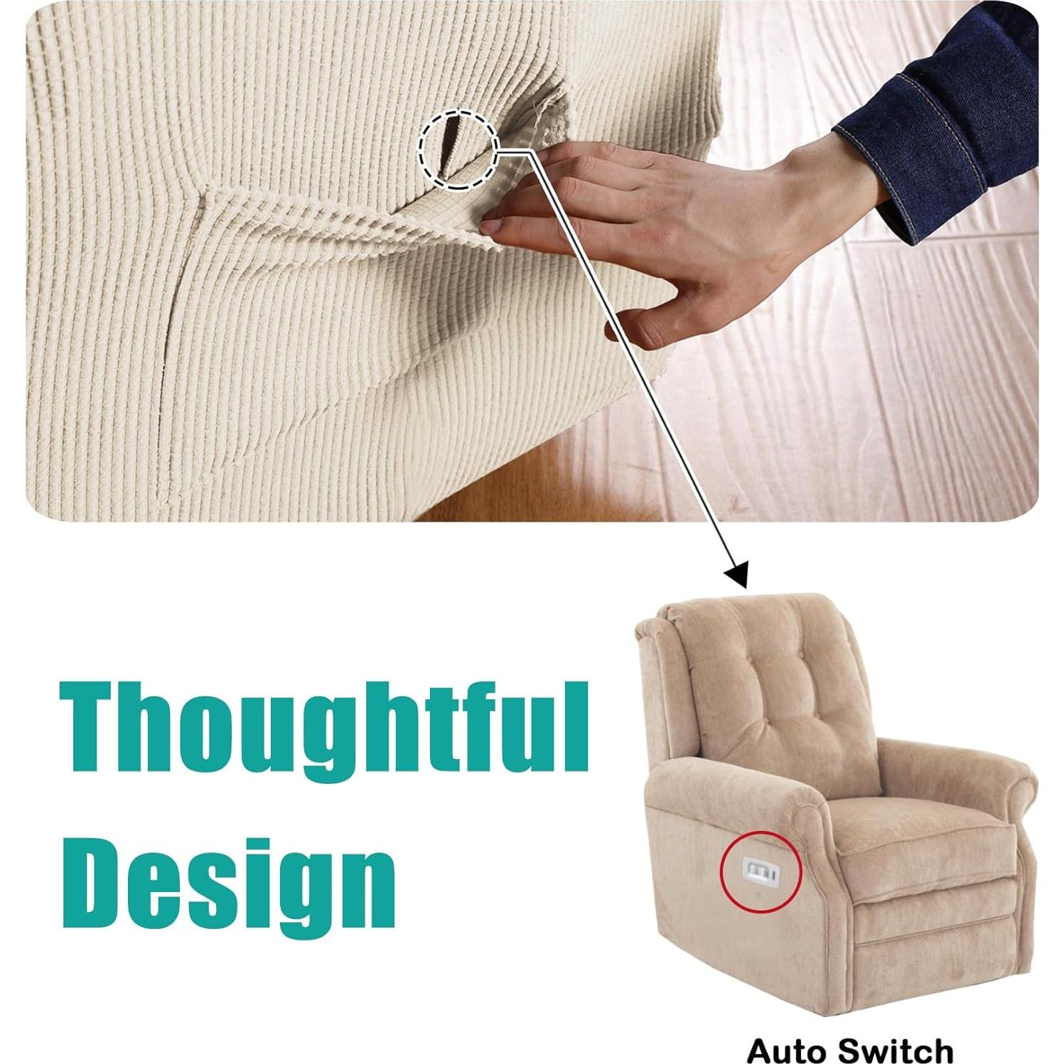 Funda de Sillón Recliner Turquoize Jacquard Beige Biscotti