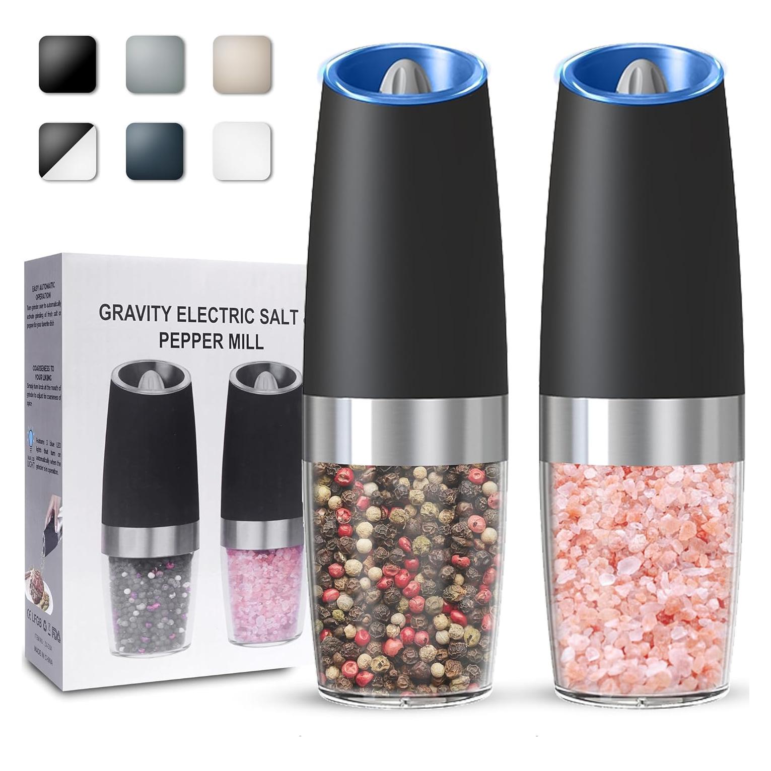 Juego de molinillos eléctricos UNNEES con luz LED, 2 unidades