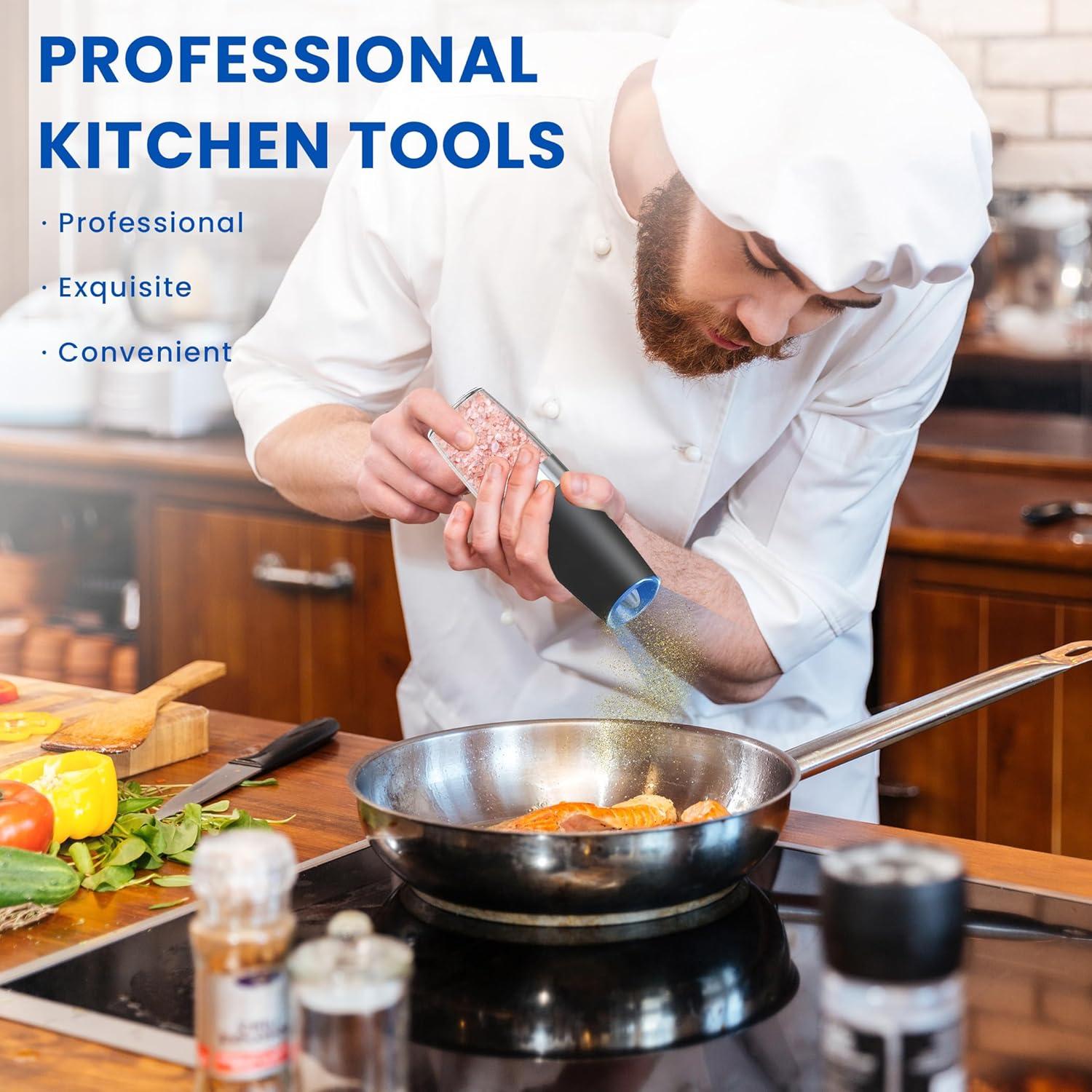 Juego de molinillos eléctricos UNNEES con luz LED, 2 unidades