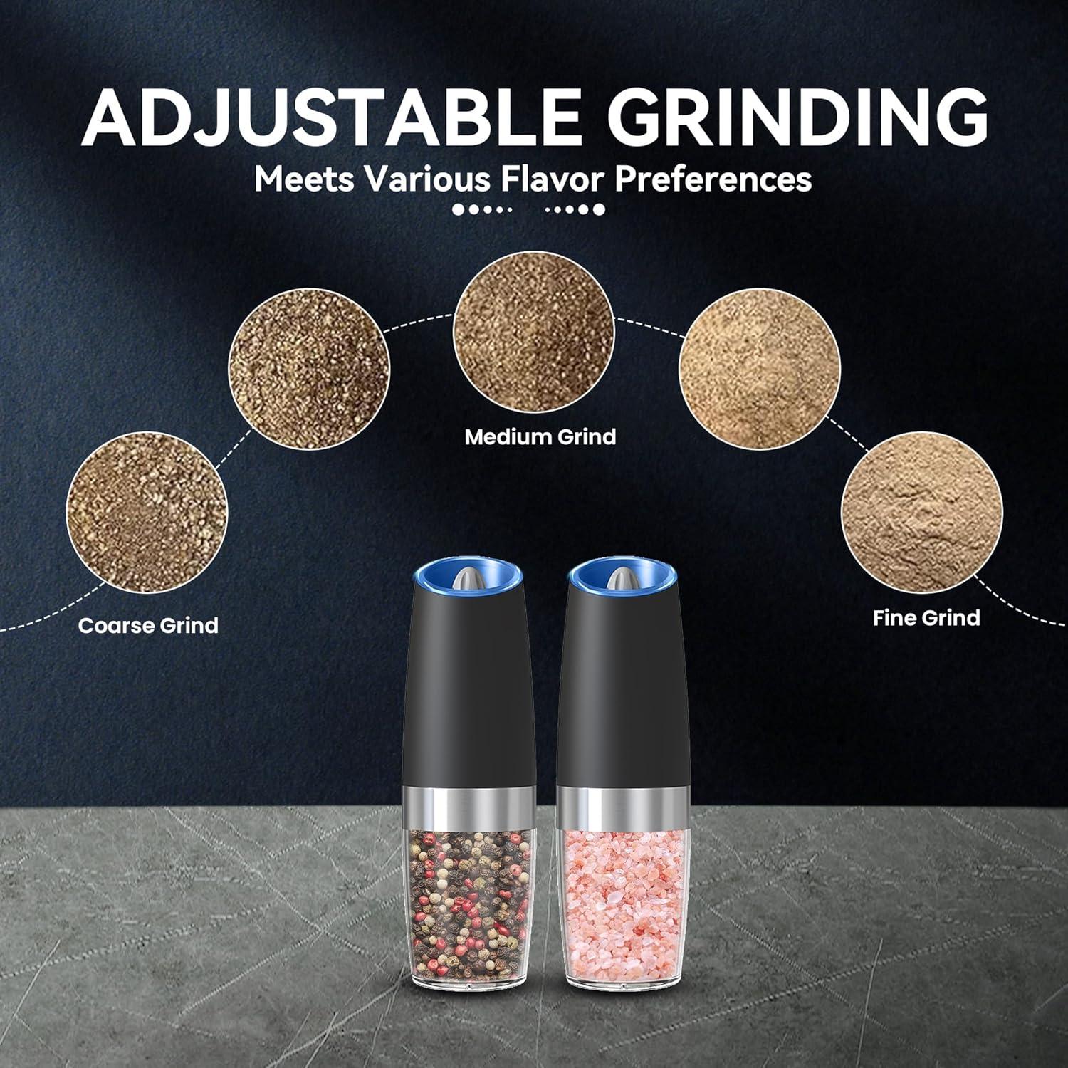 Juego de molinillos eléctricos UNNEES con luz LED, 2 unidades