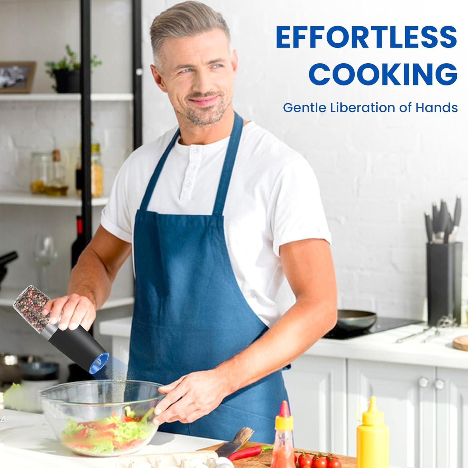 Juego de molinillos eléctricos UNNEES con luz LED, 2 unidades