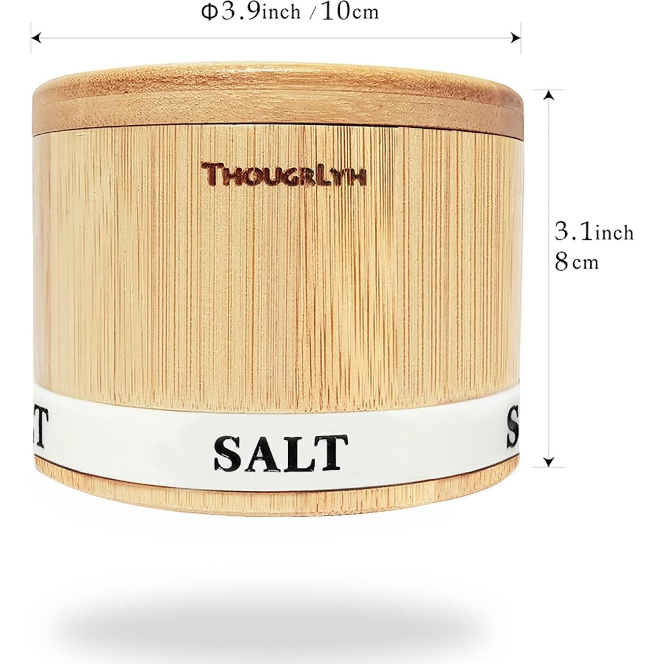 Contenedor de Sal de Bambú ThougrLyh con Tapa Magnética